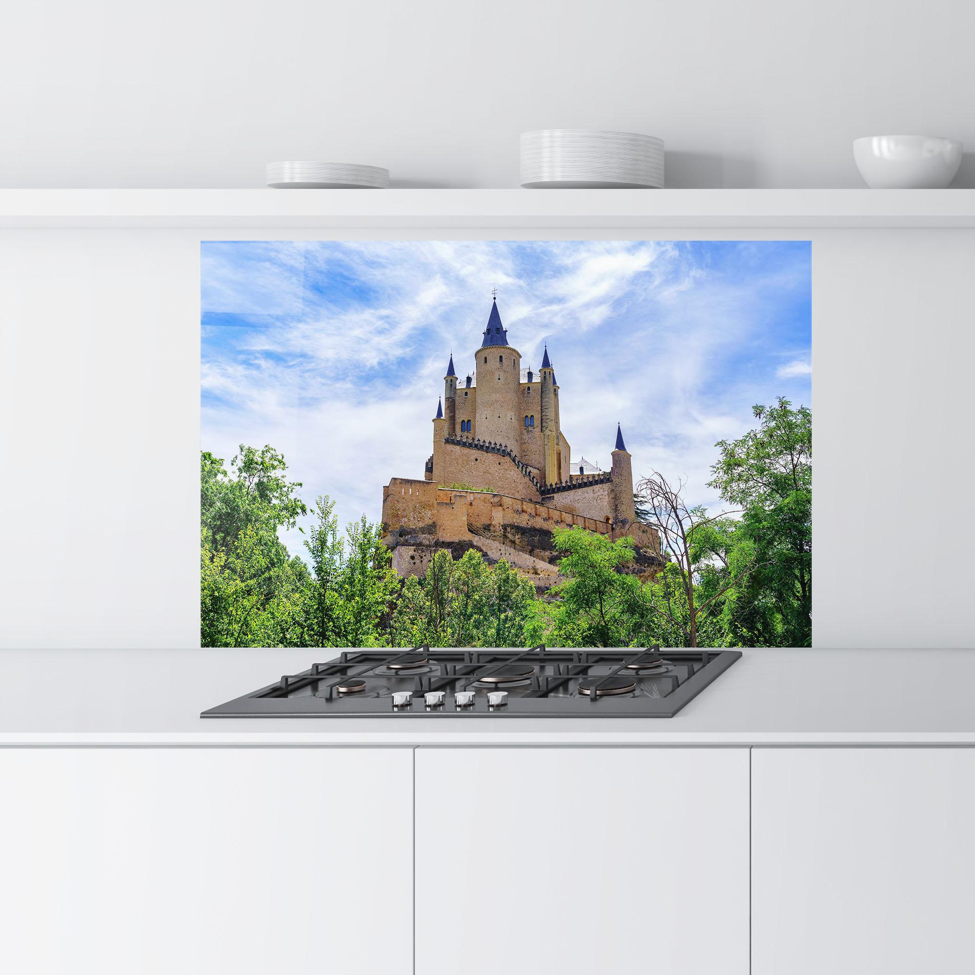 Konyhai üveg hátfal Castle Alcazar mockup 9
