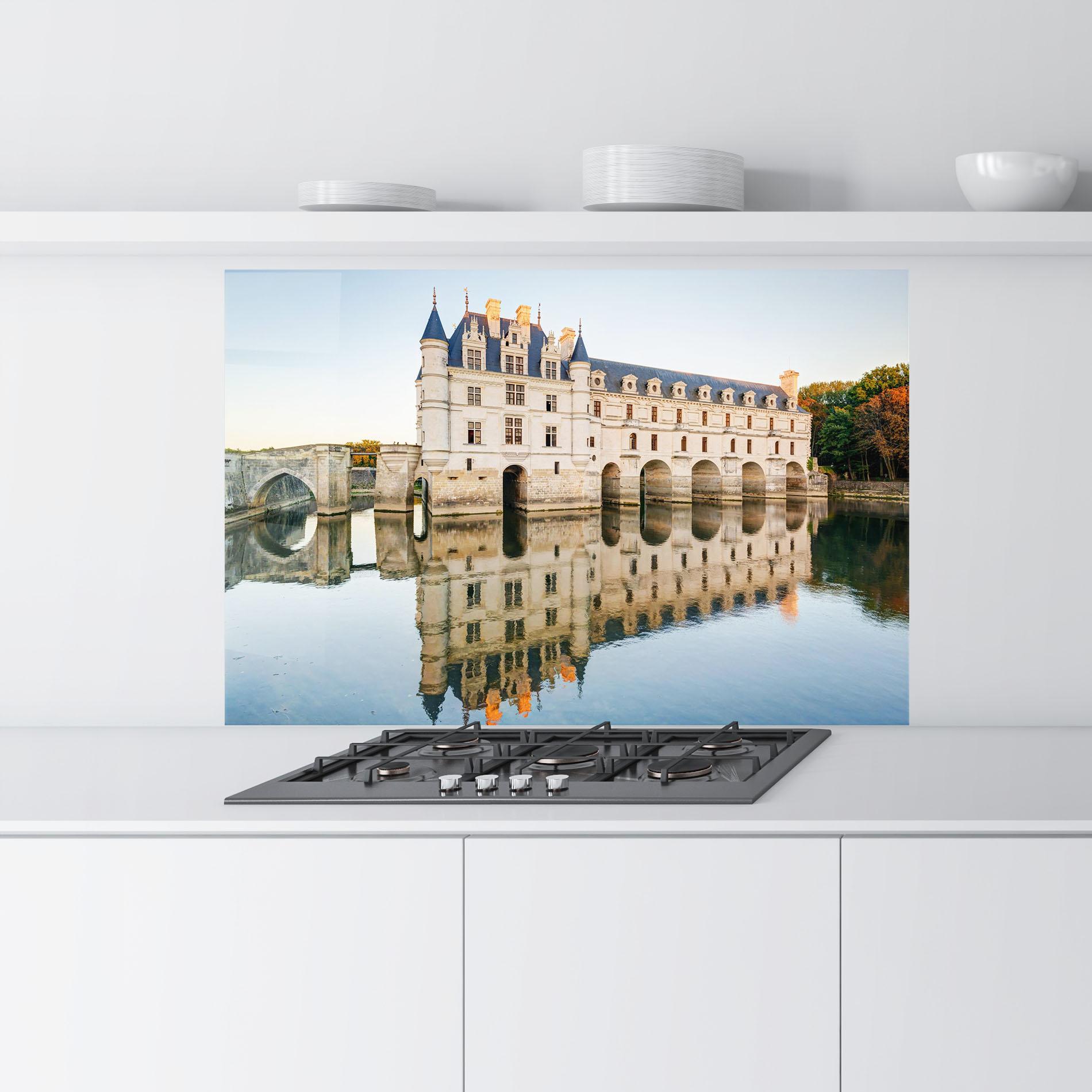 Konyhai üveg hátfal Chateau Chenonceau Castle mockup 9