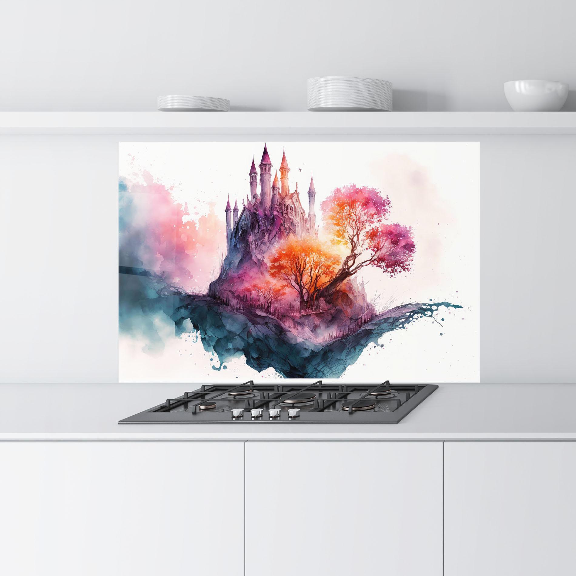 Konyhai üveg hátfal Colorful Castle mockup 9