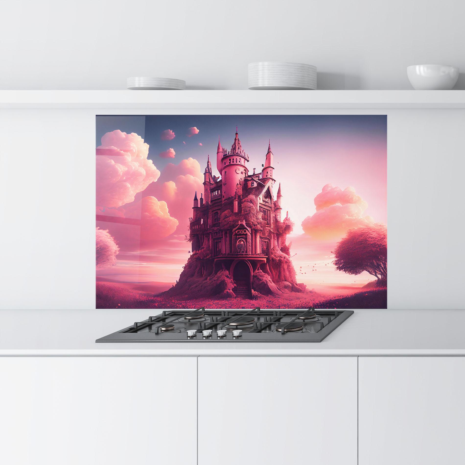 Konyhai üveg hátfal Pink Cute Castle mockup 9