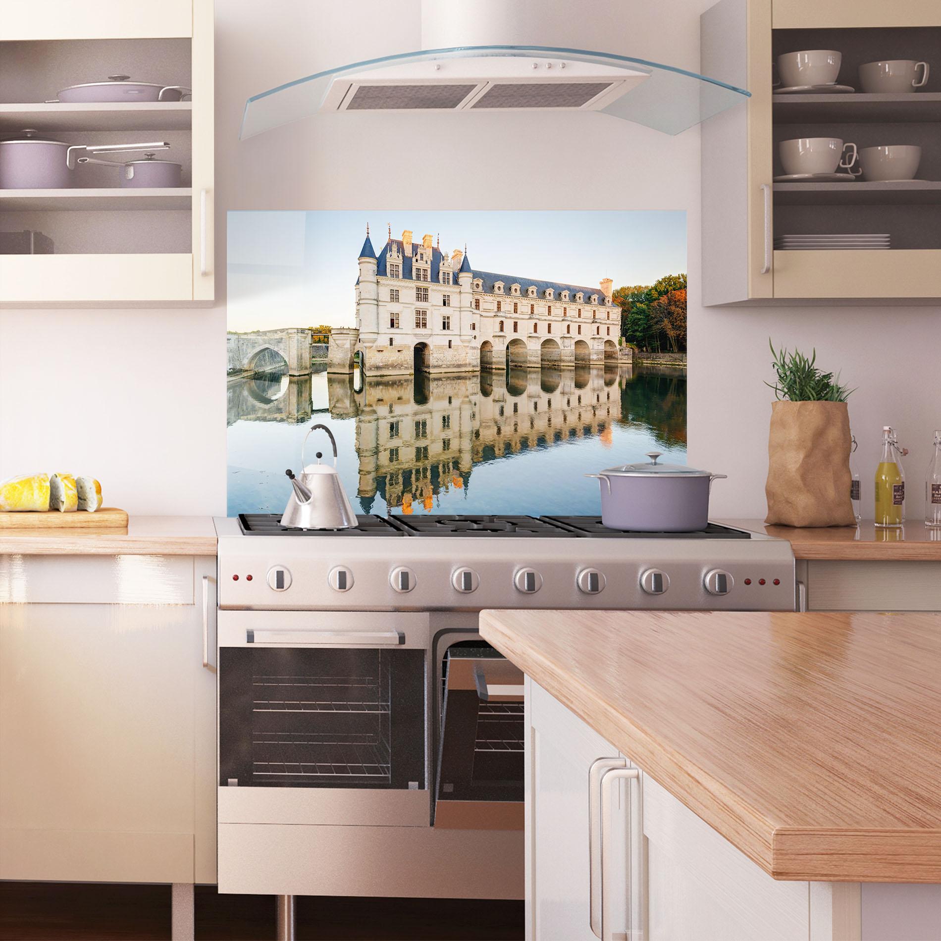 Konyhai üveg hátfal Chateau Chenonceau Castle mockup 1