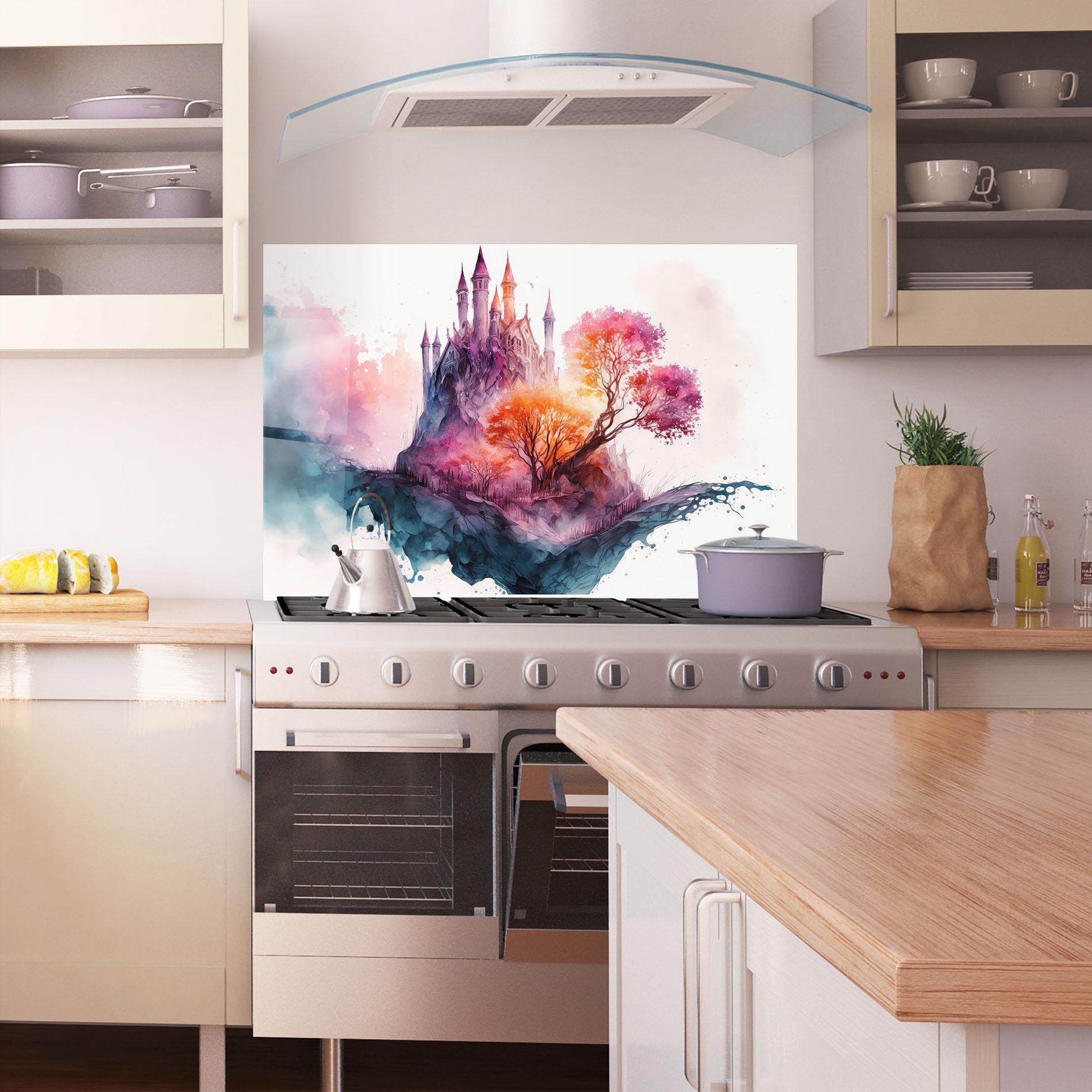 Konyhai üveg hátfal Colorful Castle mockup 1