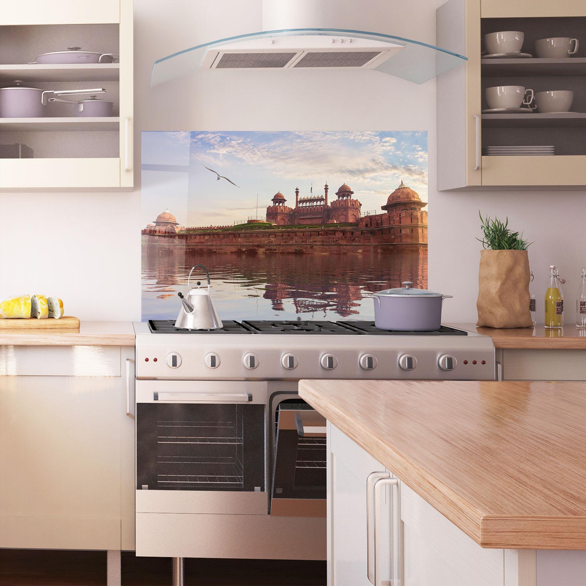 Konyhai üveg hátfal Delhi India mockup 1