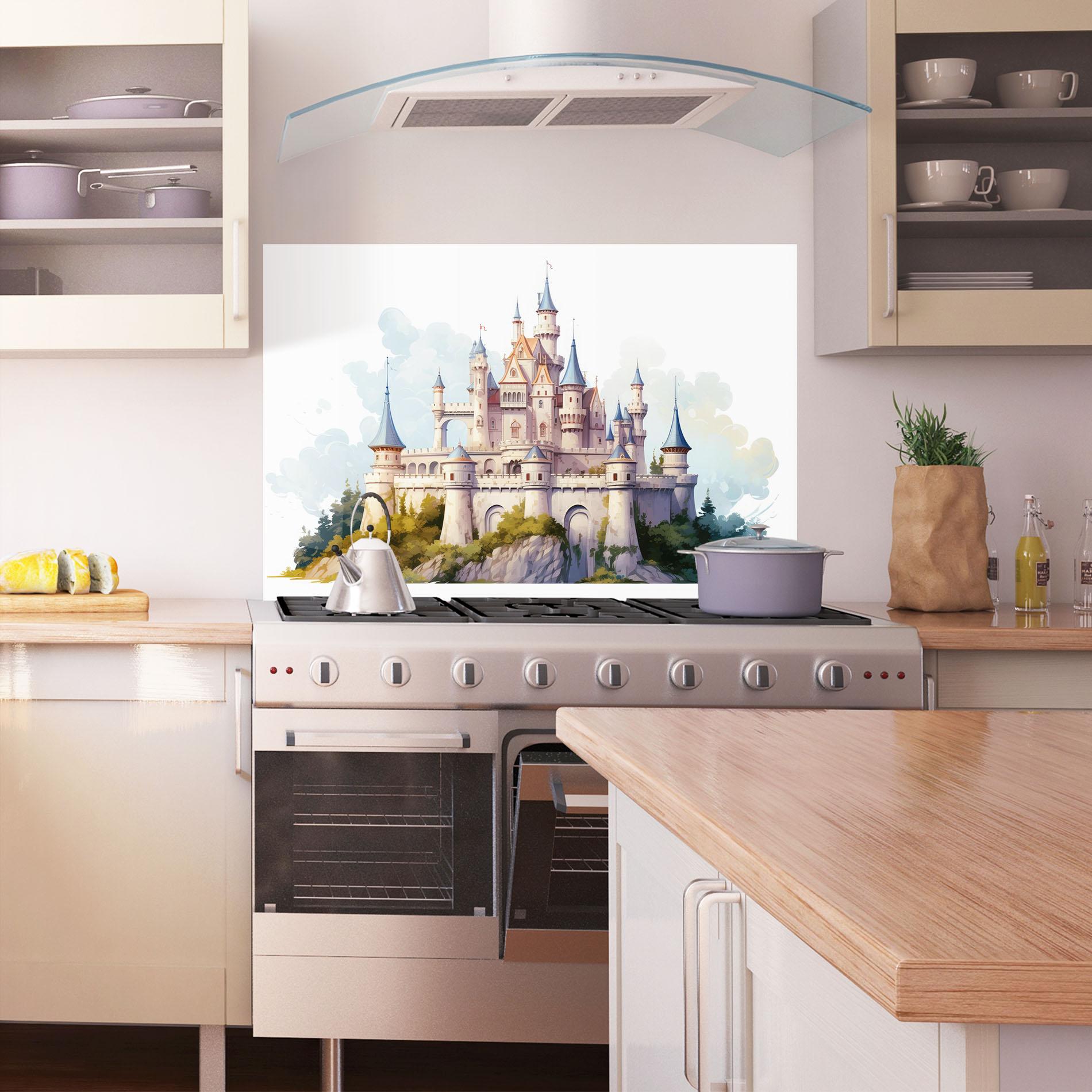 Konyhai üveg hátfal Illustration Castle mockup 1