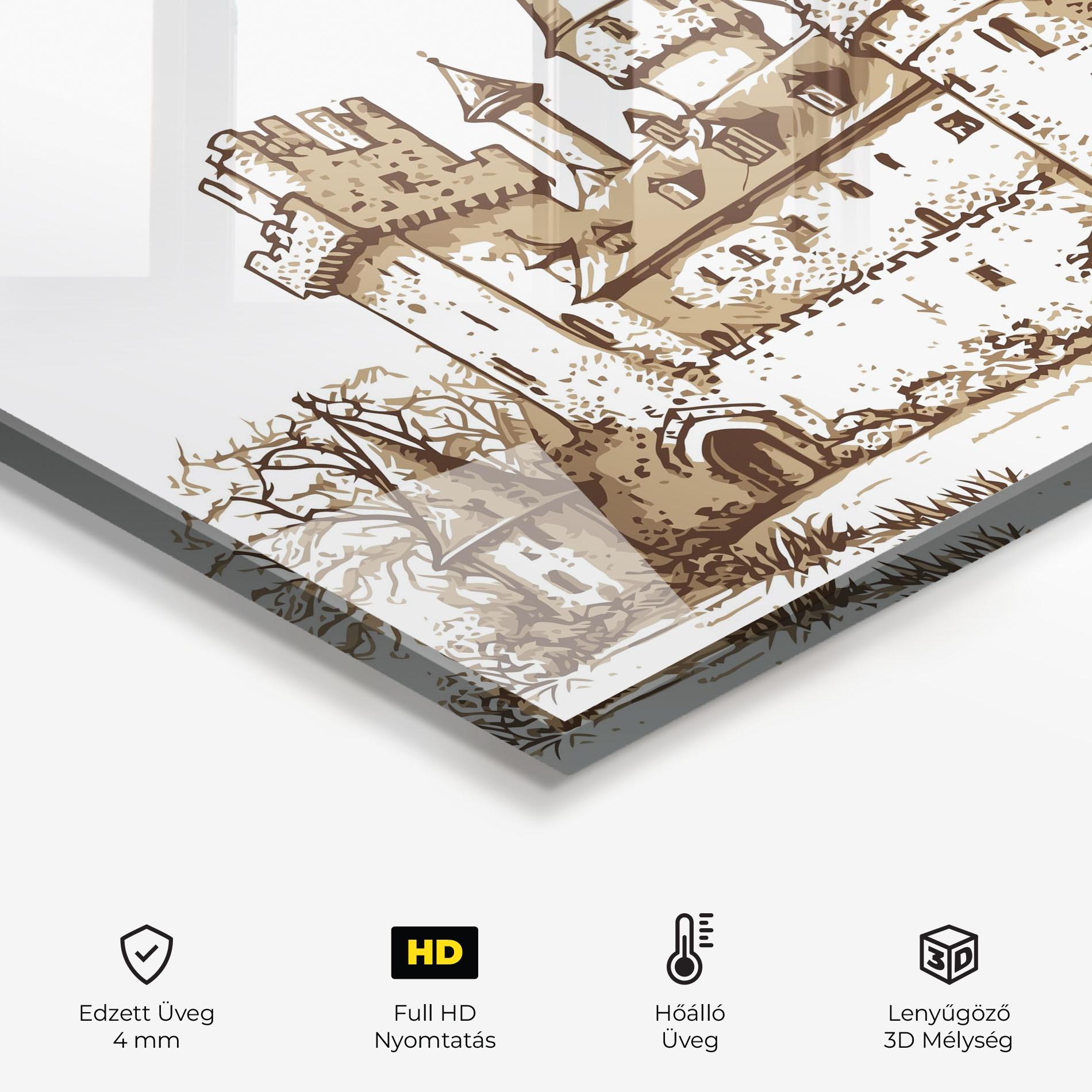 Konyhai üveg hátfal Brown Line Castle mockup 2