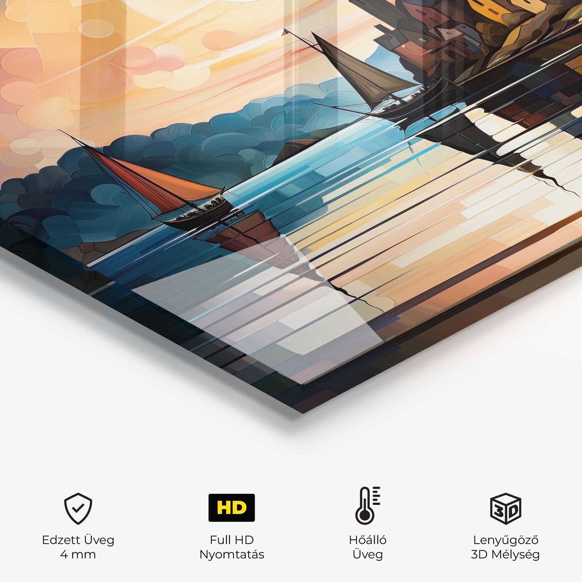 Konyhai üveg hátfal Castle Painting mockup 2