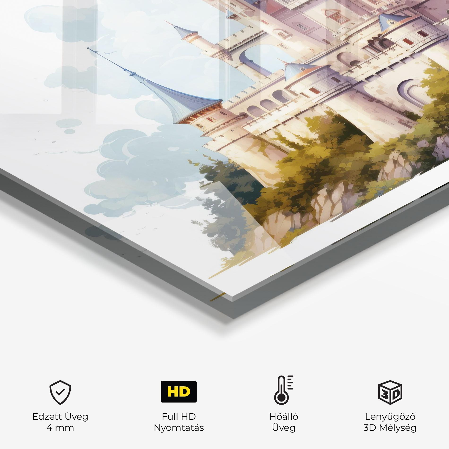 Konyhai üveg hátfal Illustration Castle mockup 2