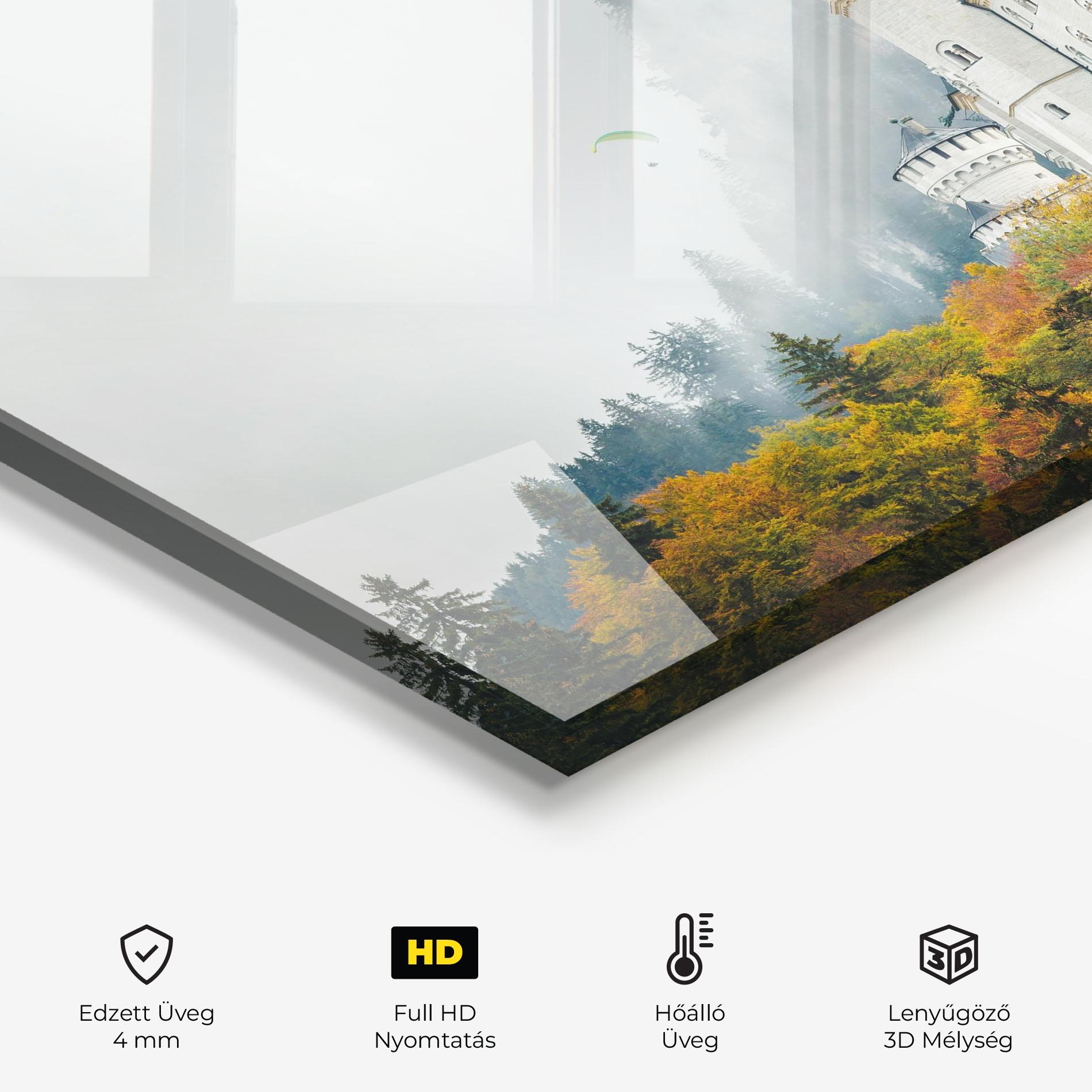 Konyhai üveg hátfal Neuschwanstein Castle Foggy mockup 2