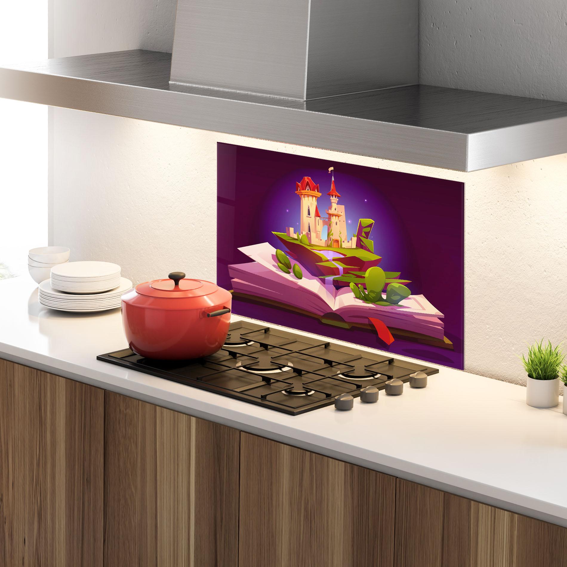 Konyhai üveg hátfal Book Castle mockup 4