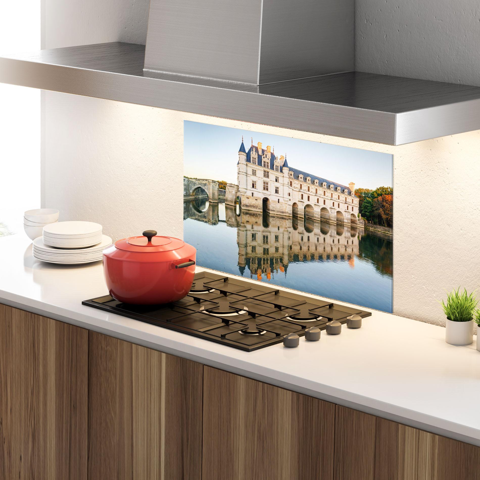 Konyhai üveg hátfal Chateau Chenonceau Castle mockup 4