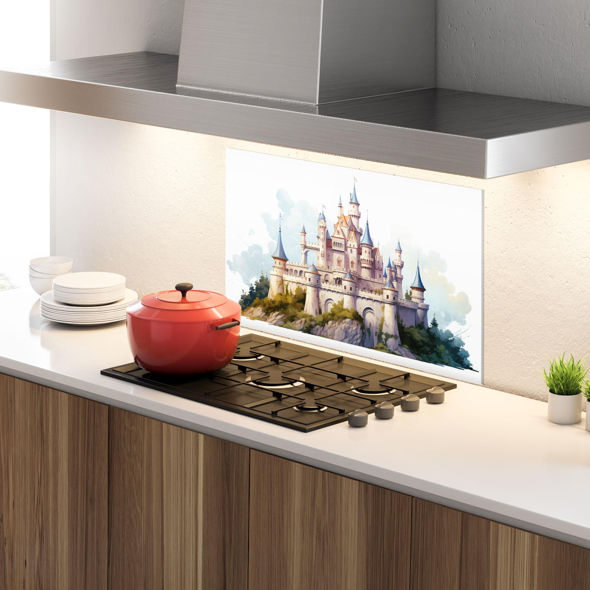 Konyhai üveg hátfal Illustration Castle mockup 4