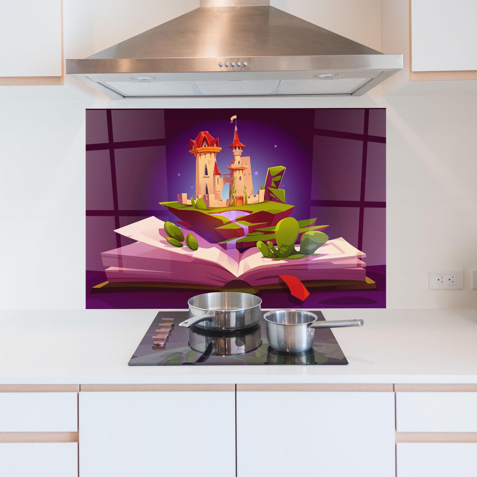 Konyhai üveg hátfal Book Castle mockup 5