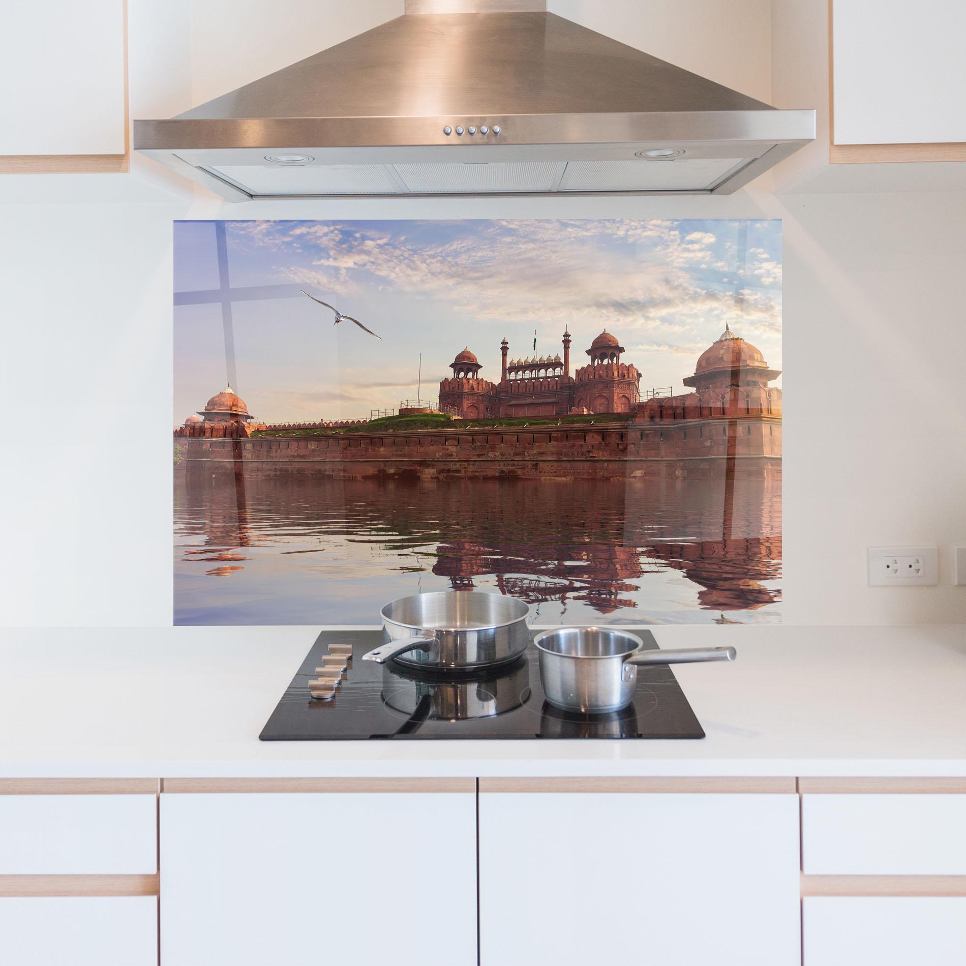 Konyhai üveg hátfal Delhi India mockup 5