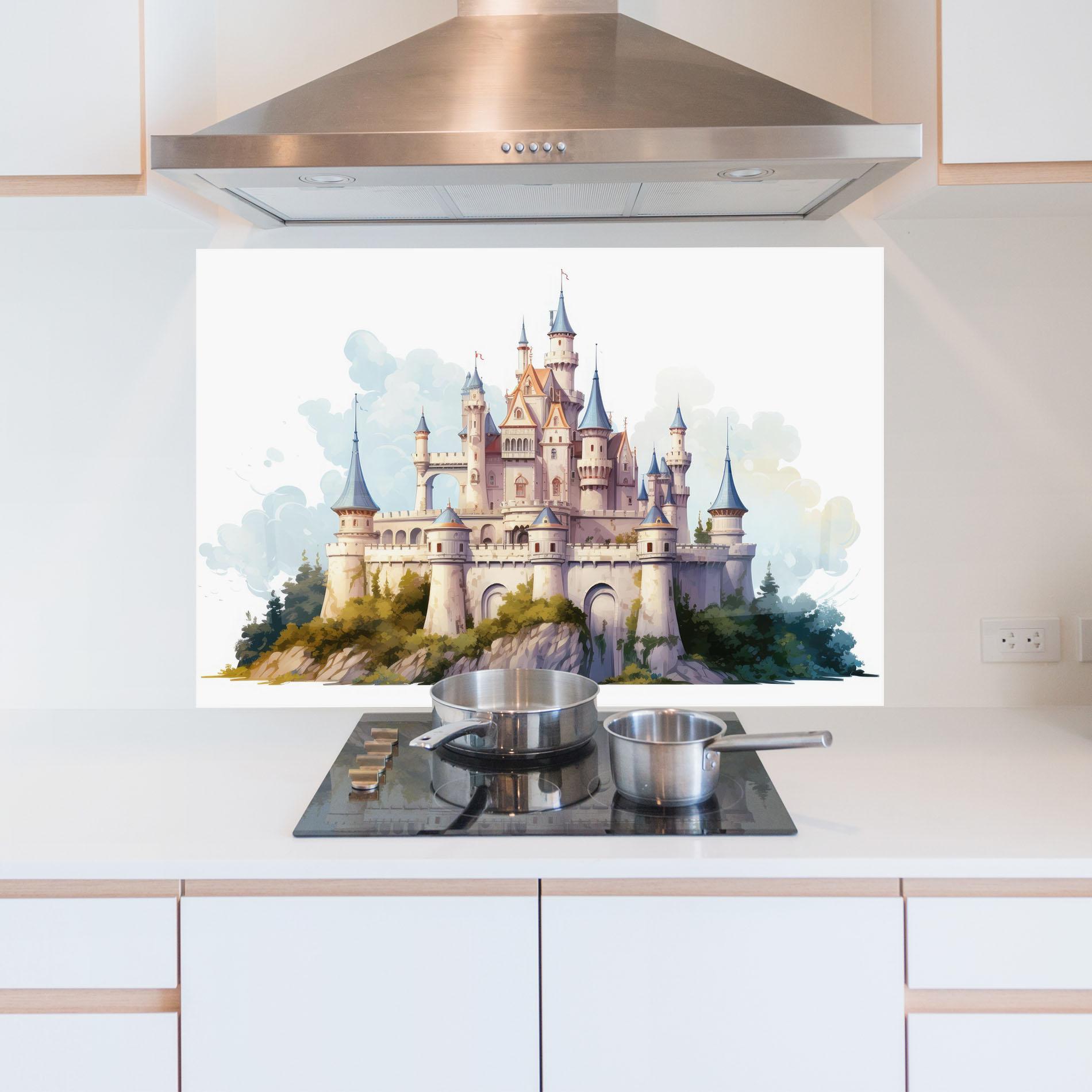Konyhai üveg hátfal Illustration Castle mockup 5
