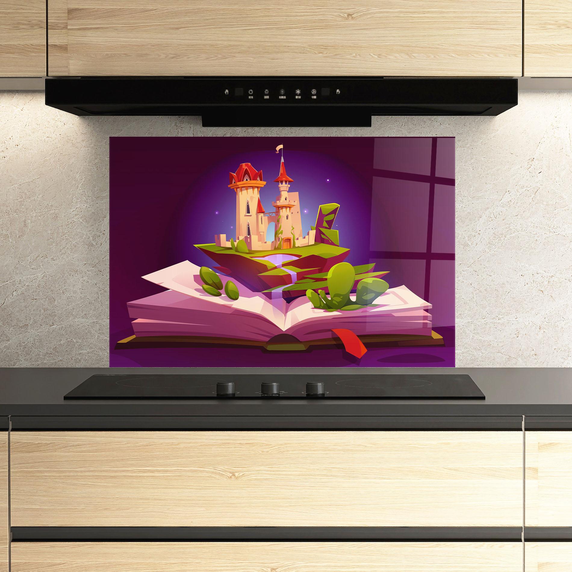 Konyhai üveg hátfal Book Castle mockup 3