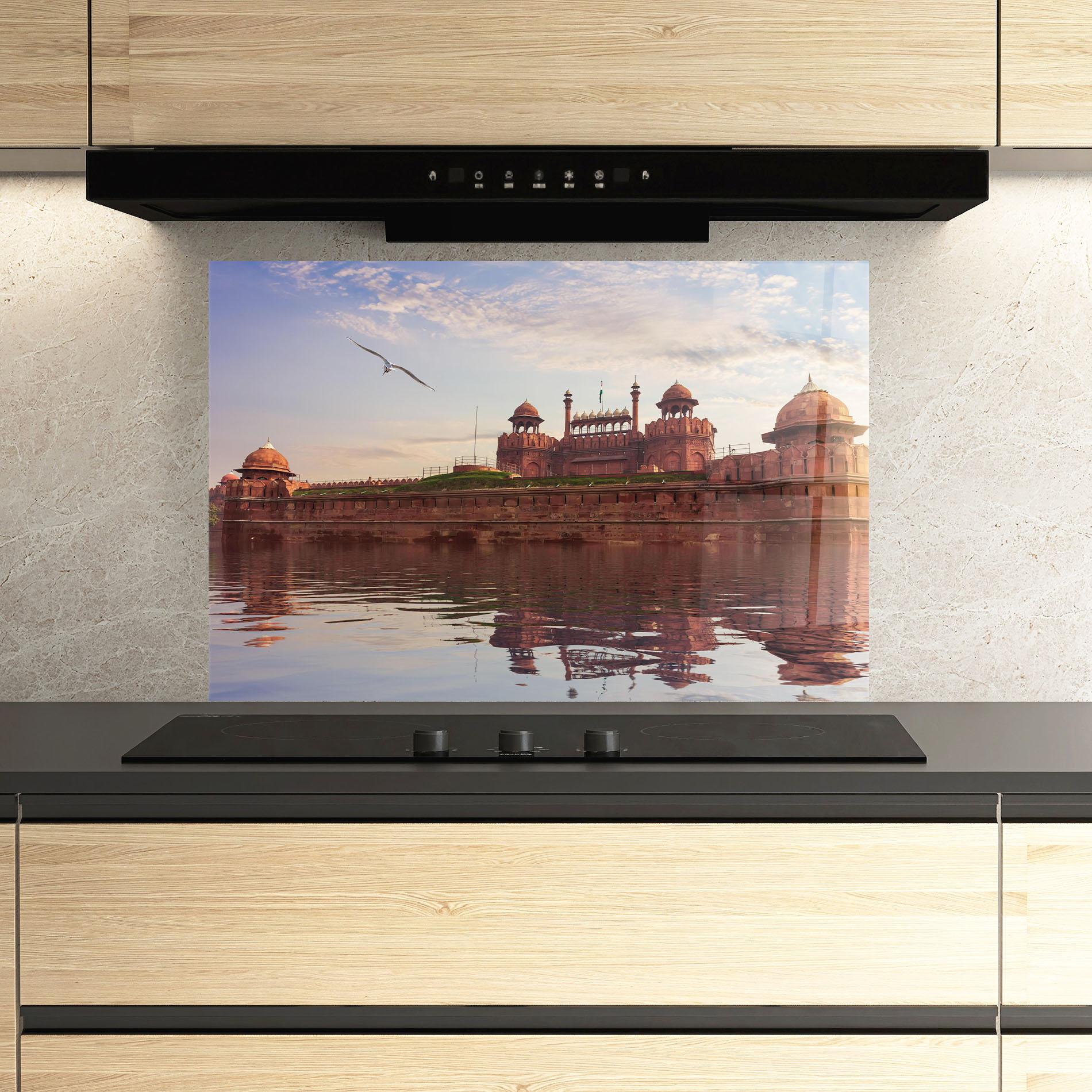 Konyhai üveg hátfal Delhi India mockup 3