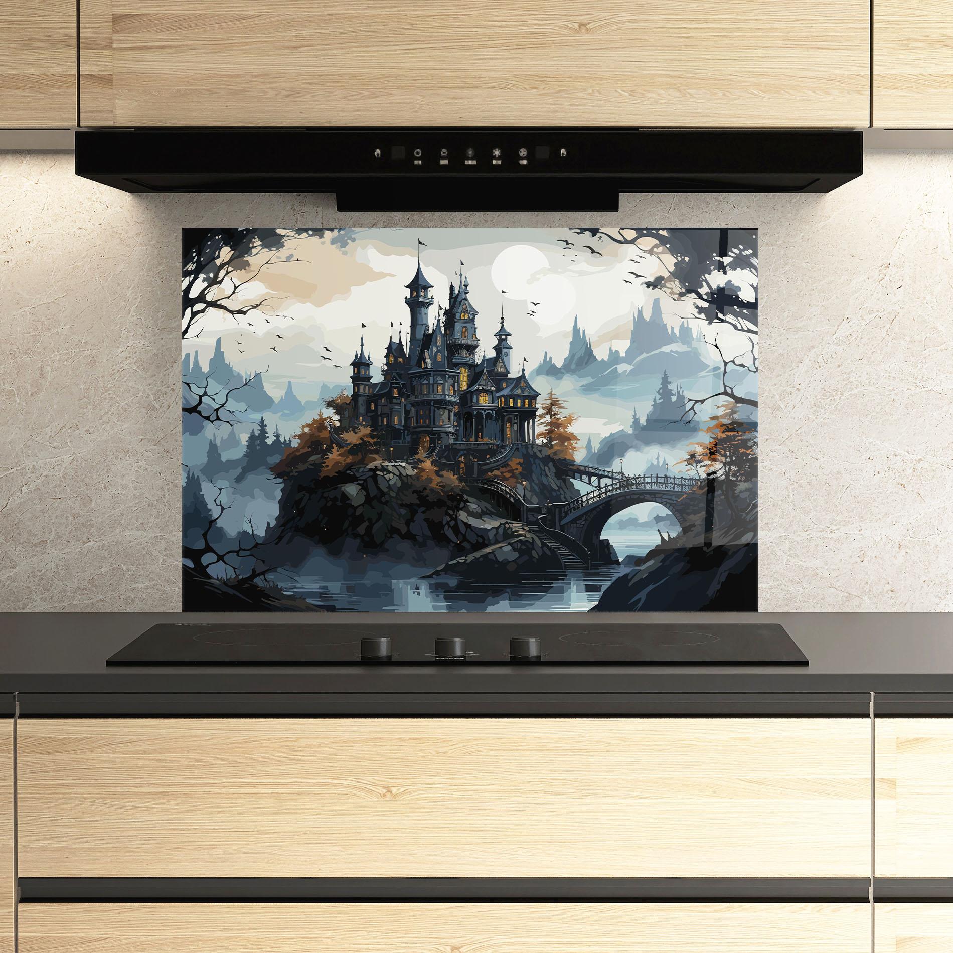 Konyhai üveg hátfal Grey Big Castle mockup 3