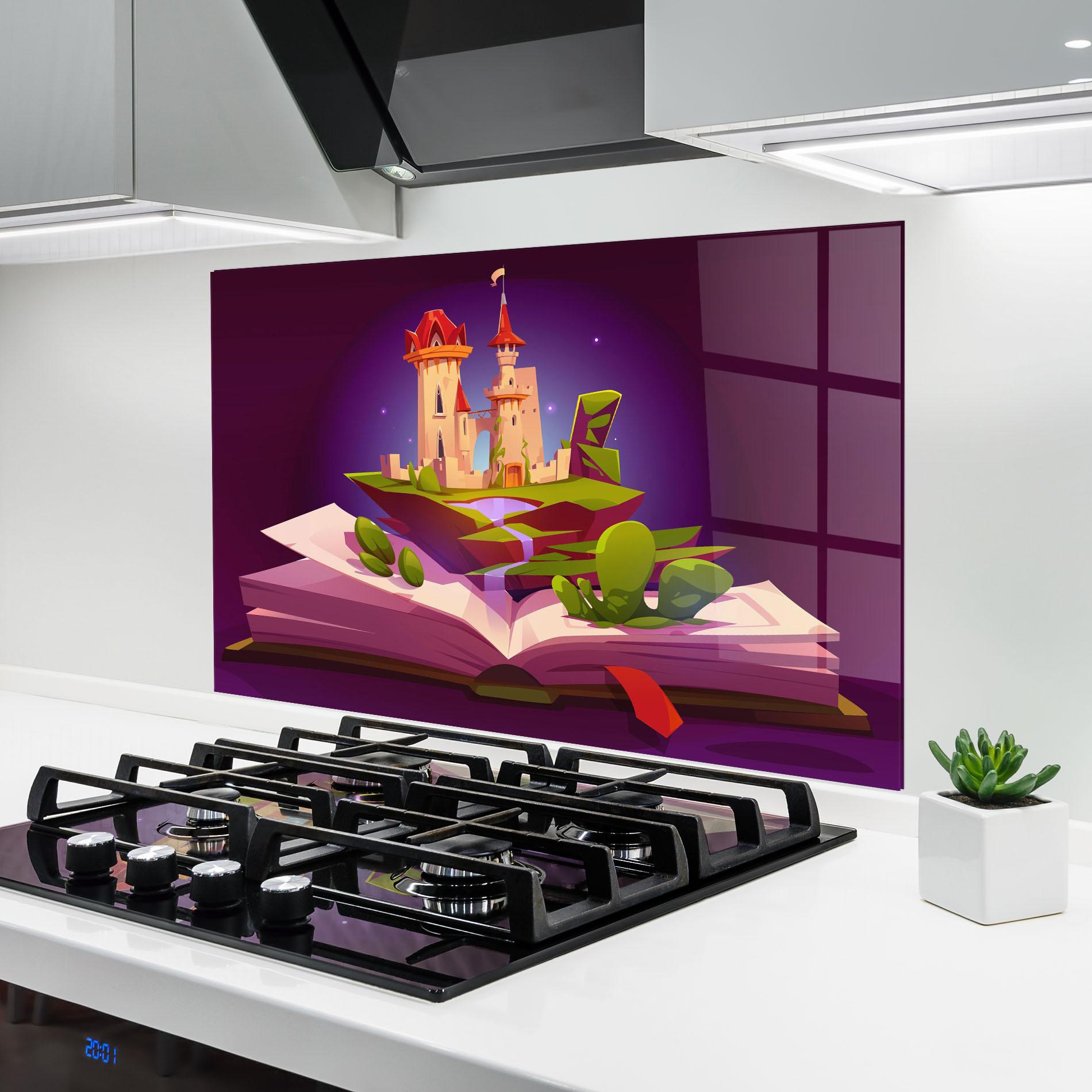 Konyhai üveg hátfal Book Castle mockup 6