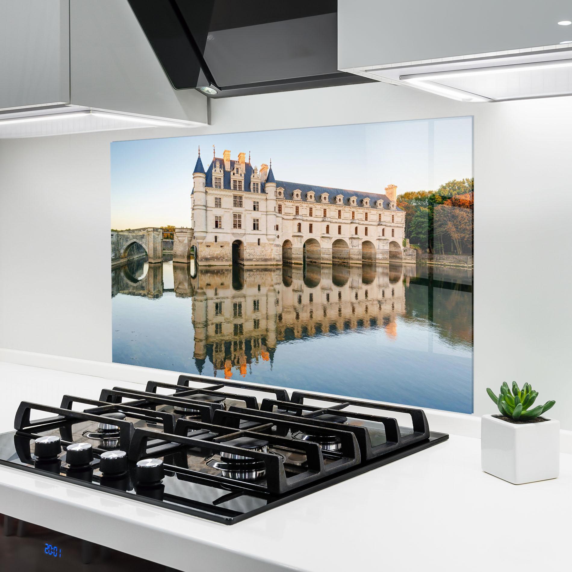 Konyhai üveg hátfal Chateau Chenonceau Castle mockup 6