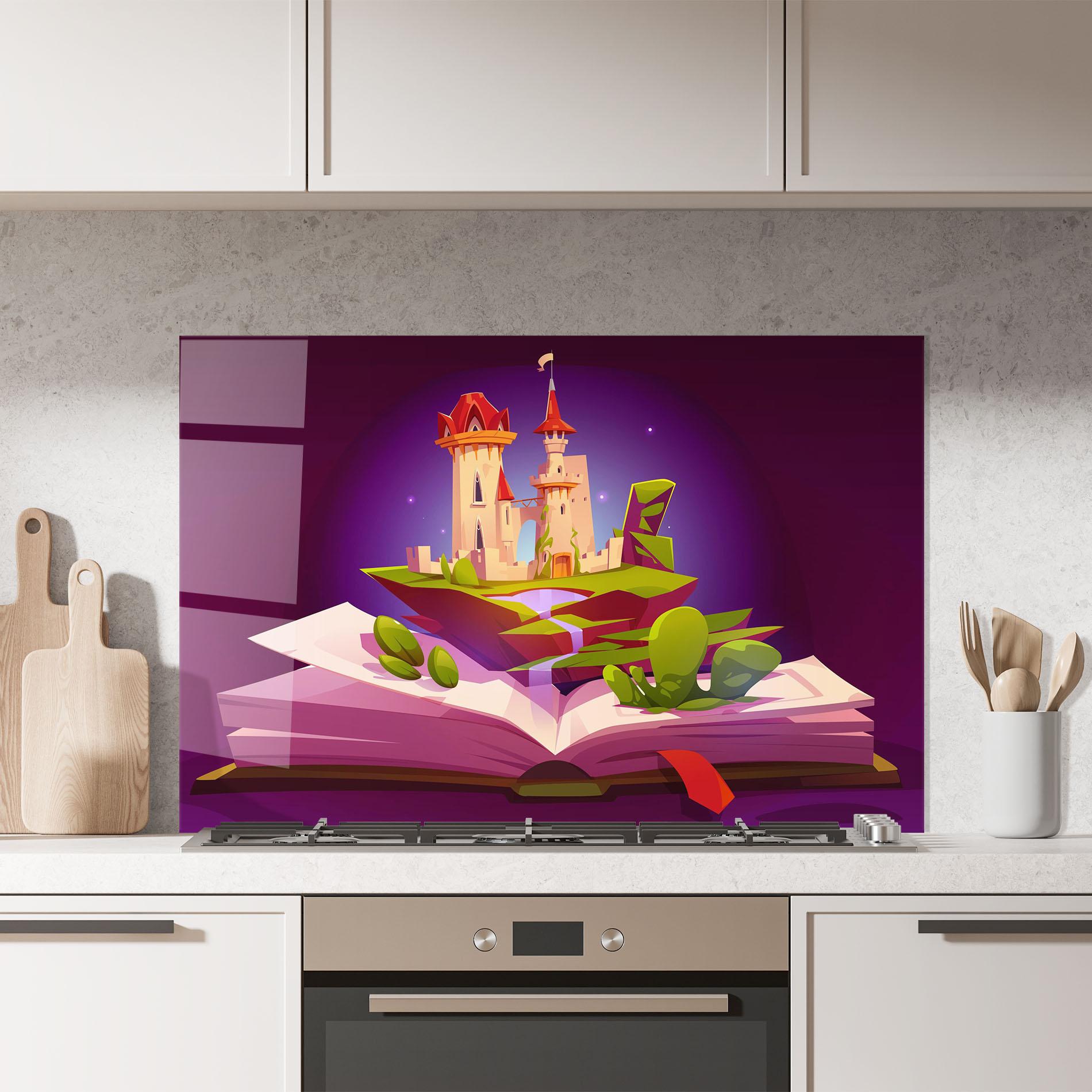 Konyhai üveg hátfal Book Castle mockup 7
