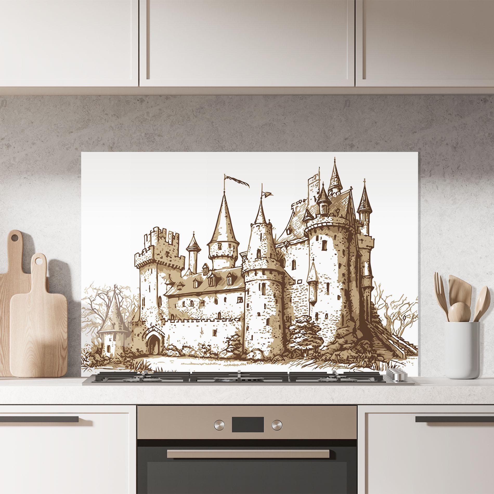 Konyhai üveg hátfal Brown Line Castle mockup 7