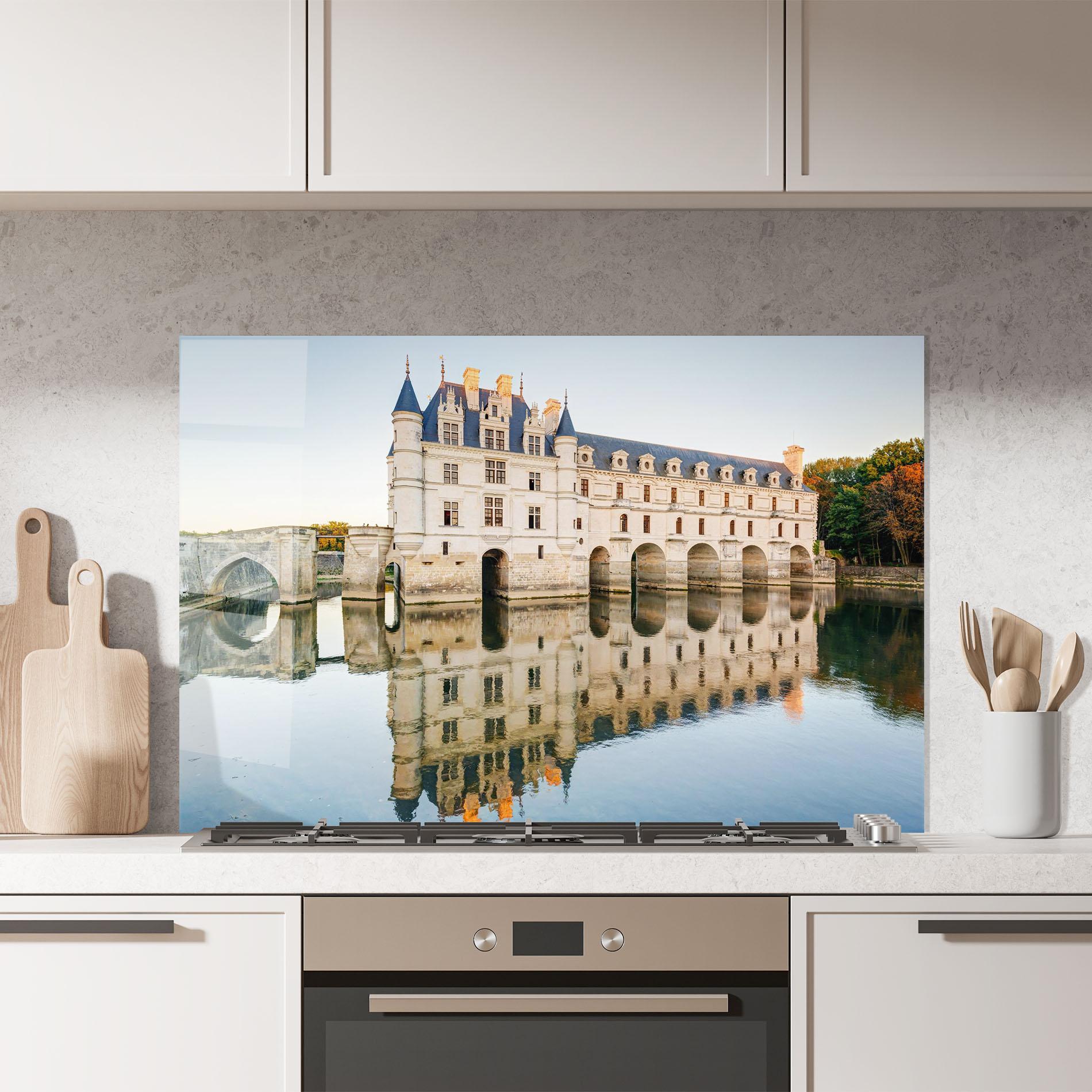 Konyhai üveg hátfal Chateau Chenonceau Castle mockup 7