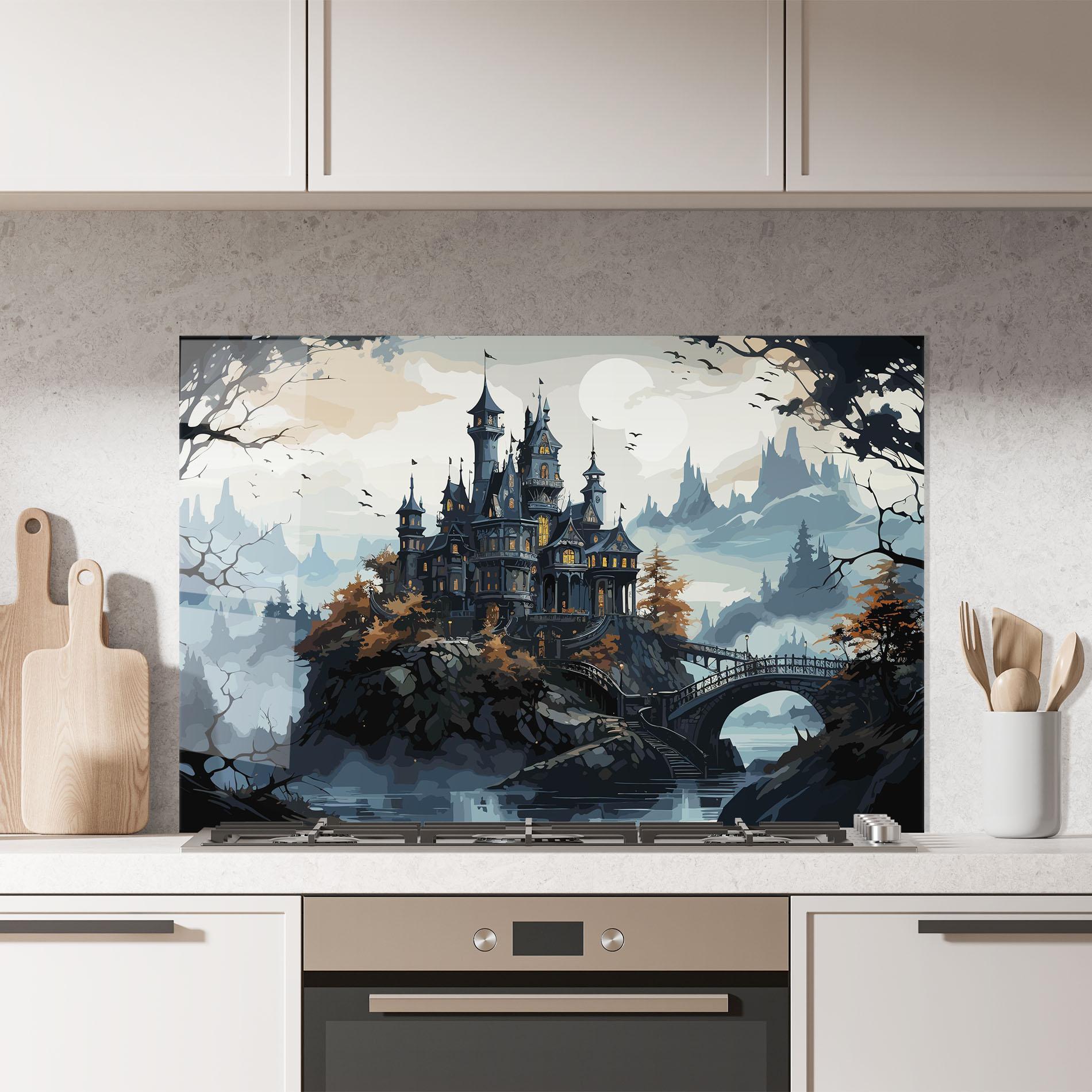 Konyhai üveg hátfal Grey Big Castle mockup 7