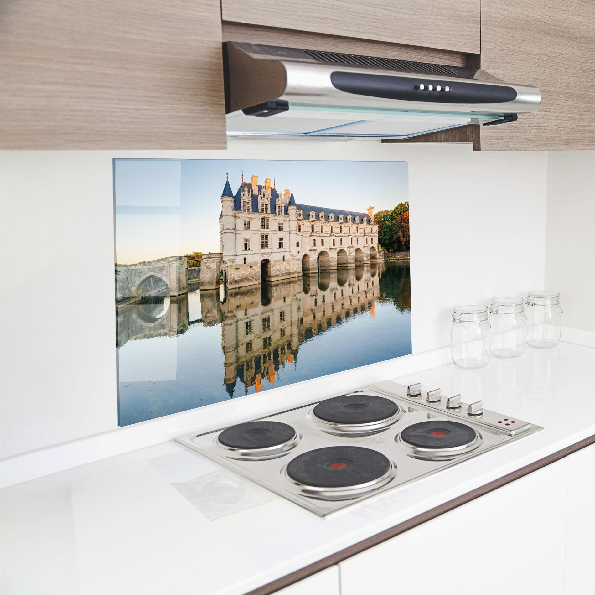 Konyhai üveg hátfal Chateau Chenonceau Castle mockup 8