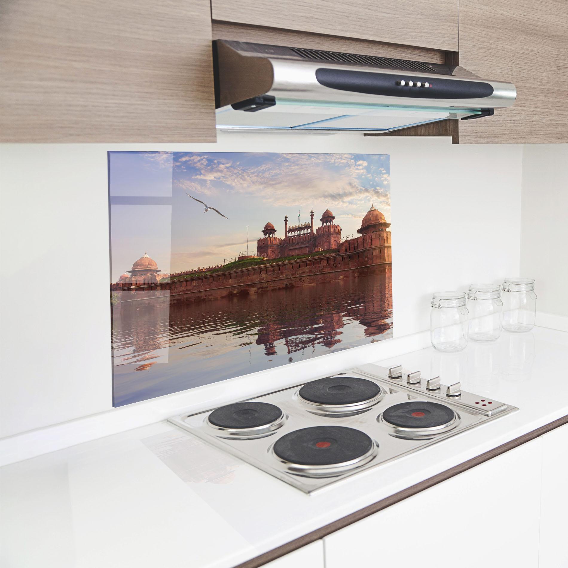 Konyhai üveg hátfal Delhi India mockup 8