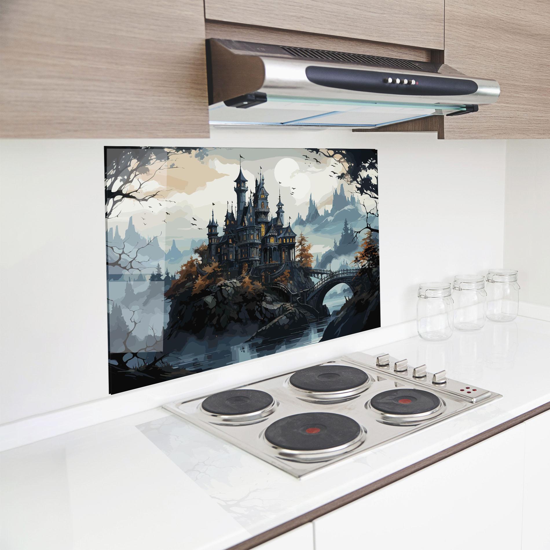 Konyhai üveg hátfal Grey Big Castle mockup 8