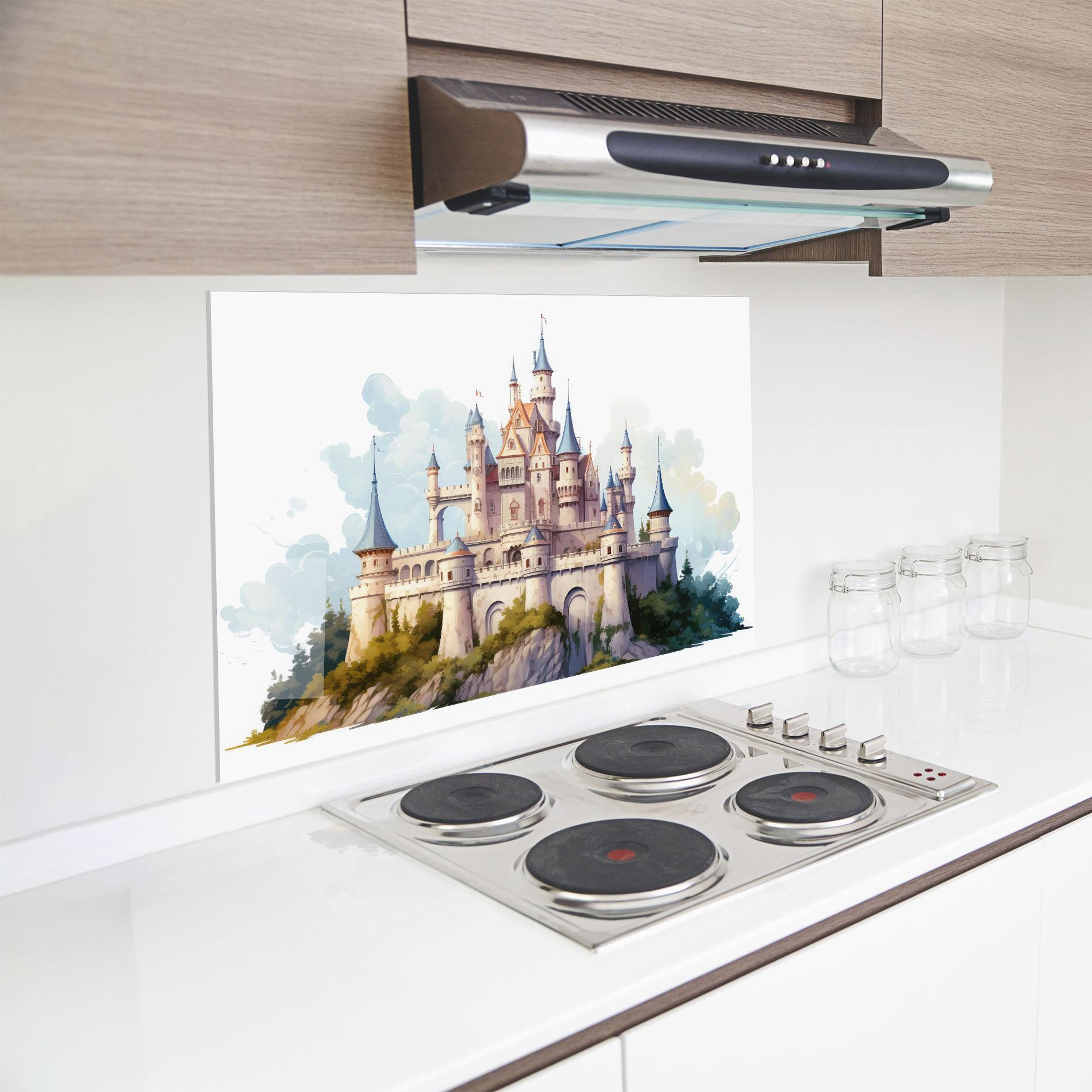 Konyhai üveg hátfal Illustration Castle mockup 8