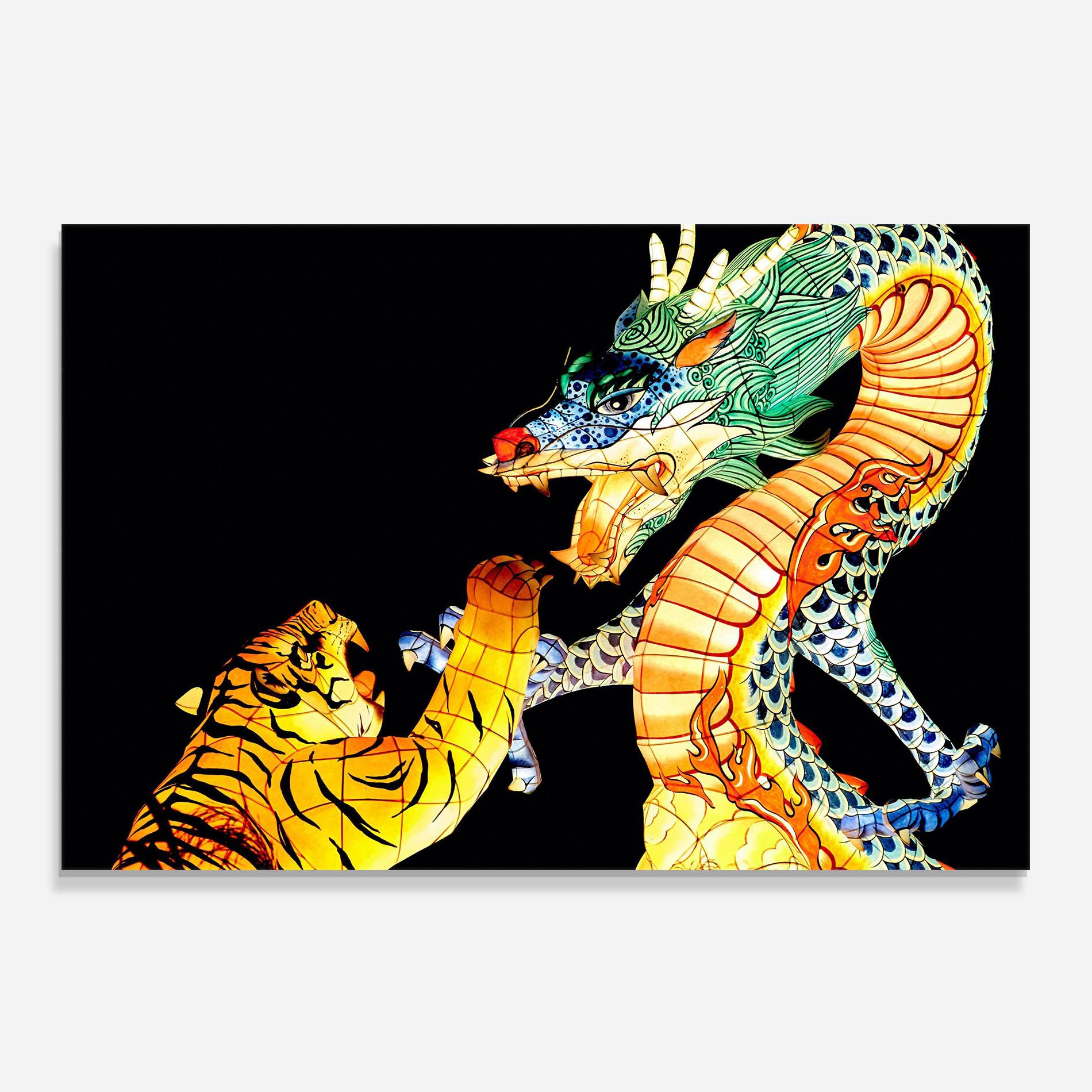 Konyhai üveg hátfal Chinese Dragon And Tiger mockup 0