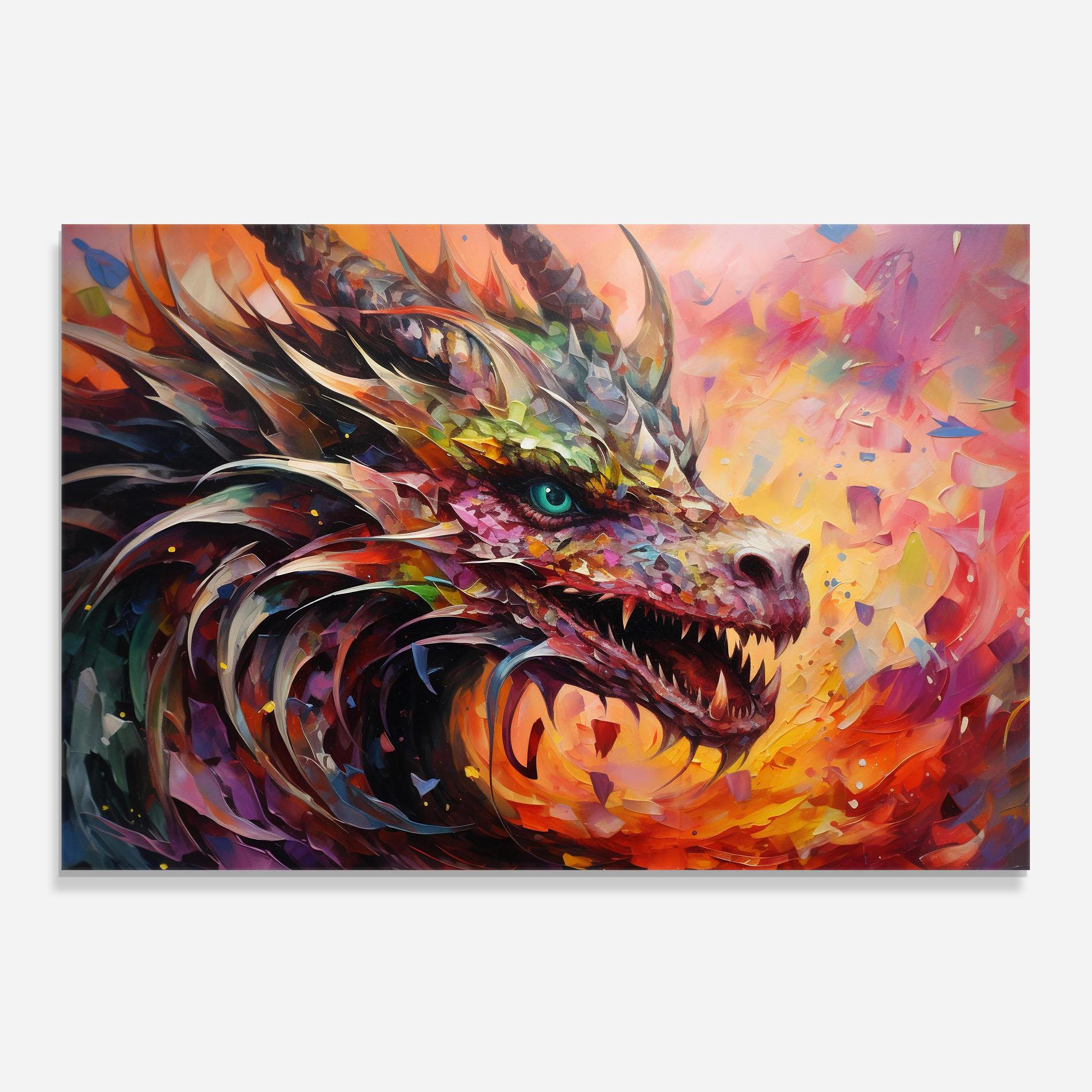 Konyhai üveg hátfal Colorful Dragon Painting mockup 0