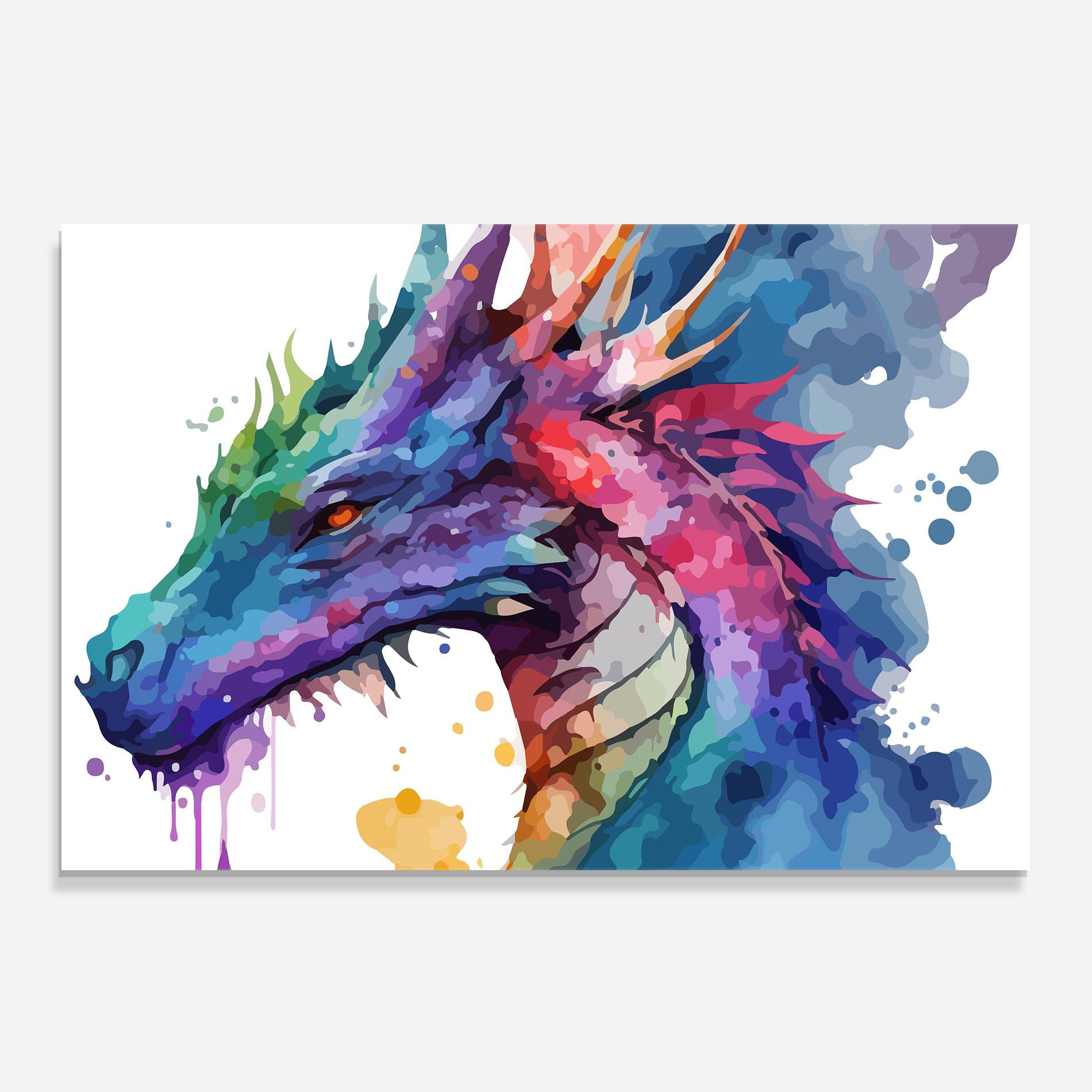 Konyhai üveg hátfal Colourful Dragon mockup 0