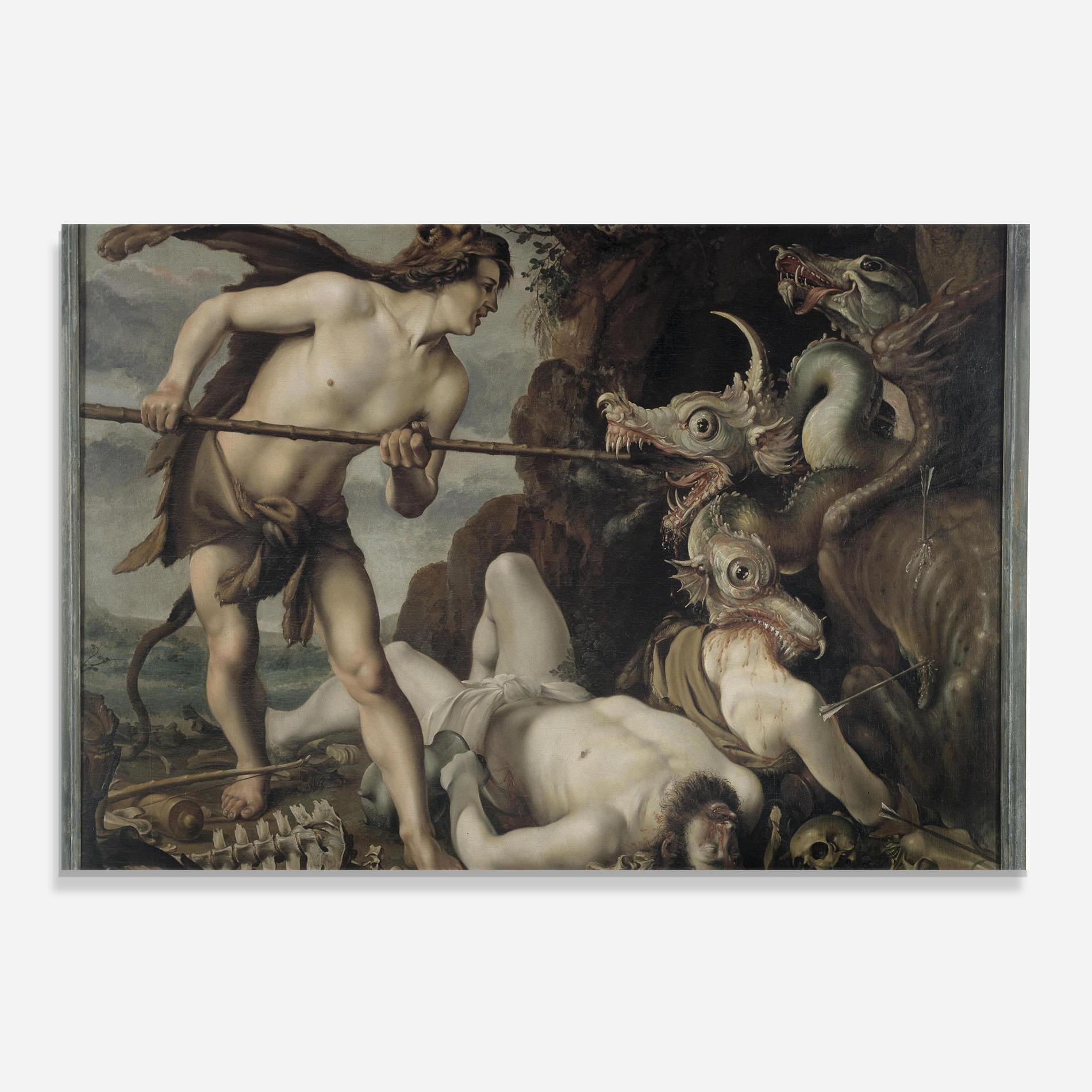 Konyhai üveg hátfal Hunting Dragons mockup 0