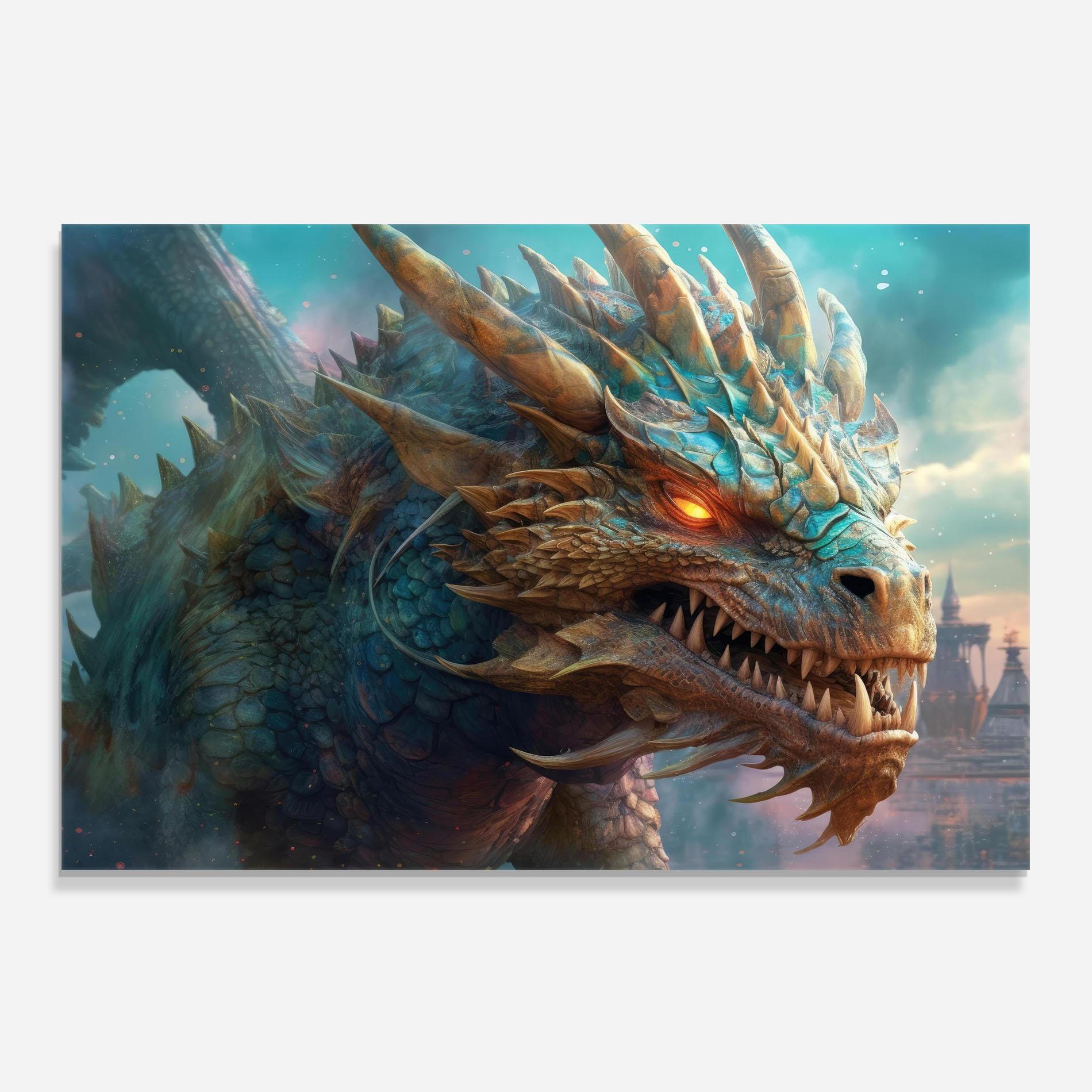 Konyhai üveg hátfal Pretty Blue Dragon mockup 0