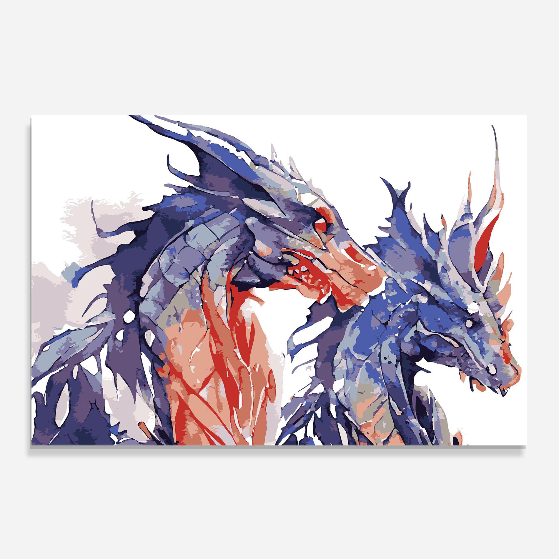 Konyhai üveg hátfal Purple Orange Dragon mockup 0