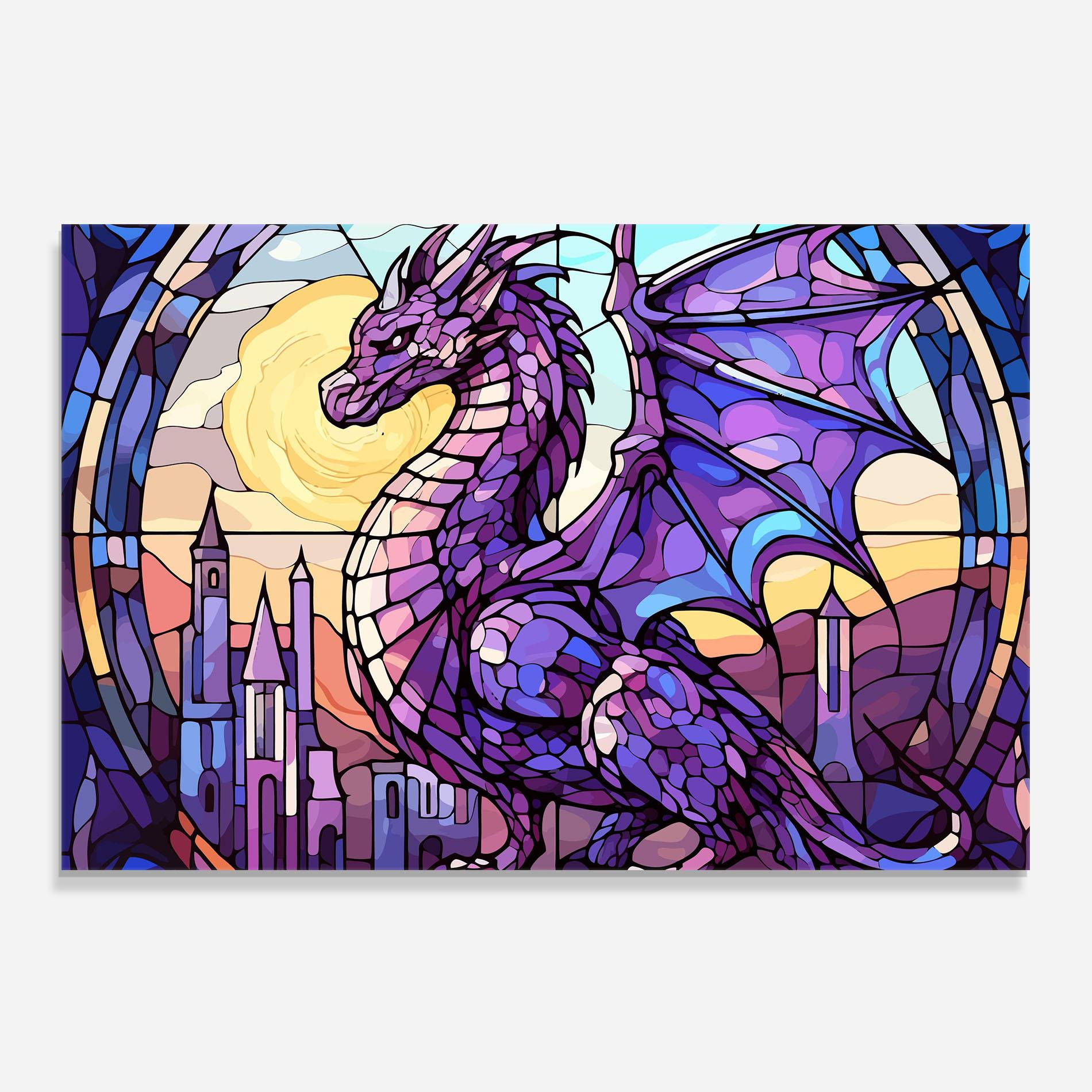 Konyhai üveg hátfal Purple Pretty Dragon mockup 0