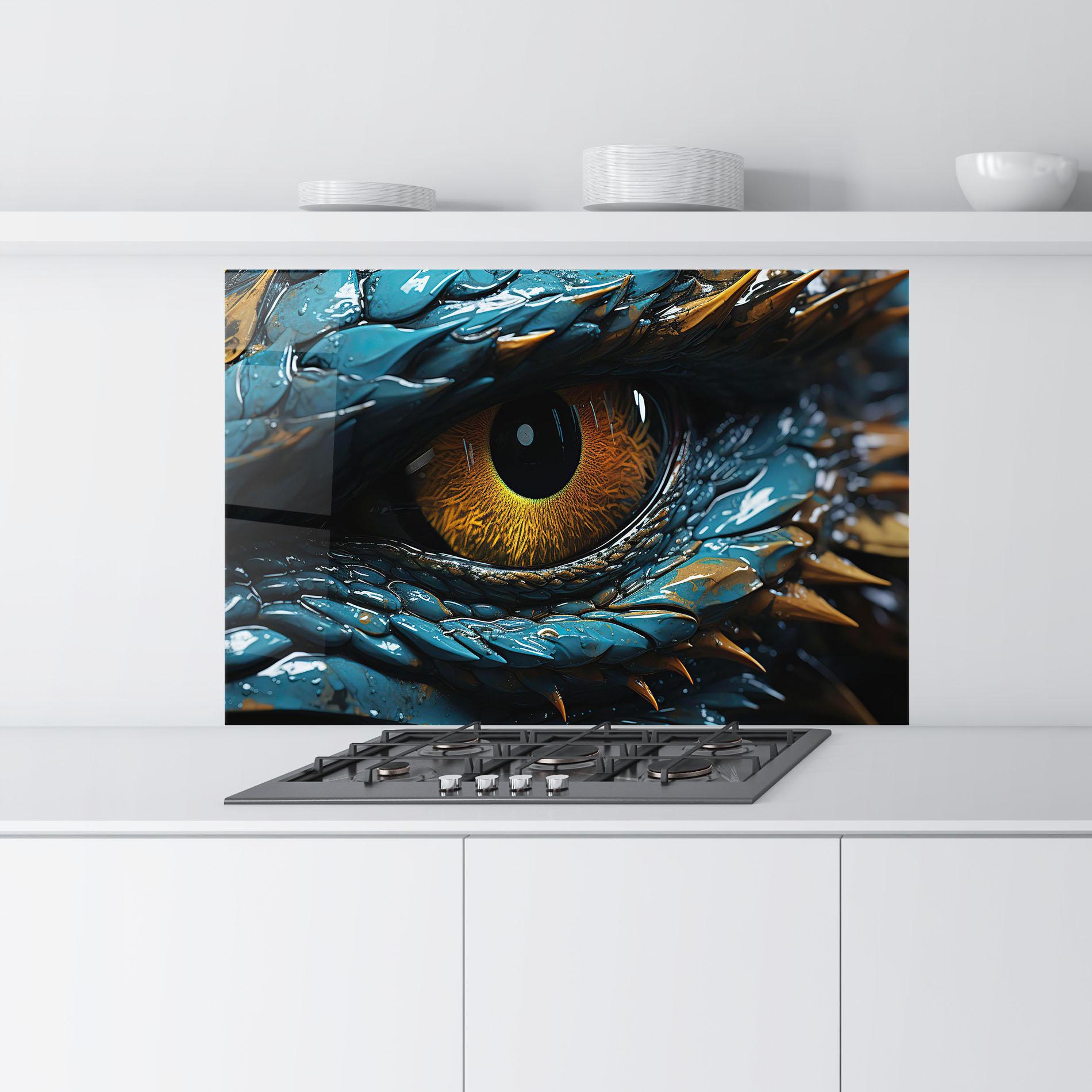 Konyhai üveg hátfal Dragon Eye Close Up mockup 9