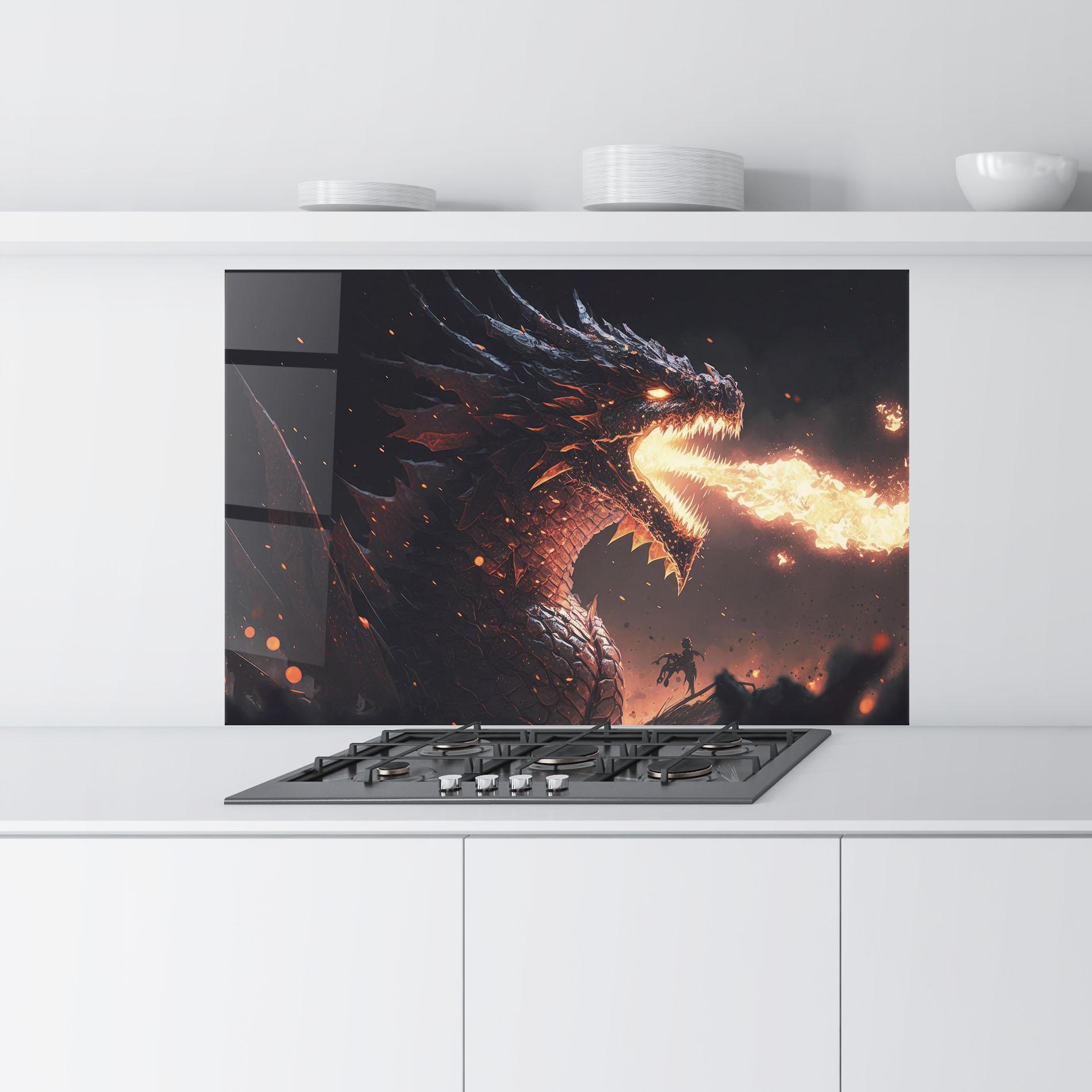 Konyhai üveg hátfal Fire Explosion Dragon mockup 9