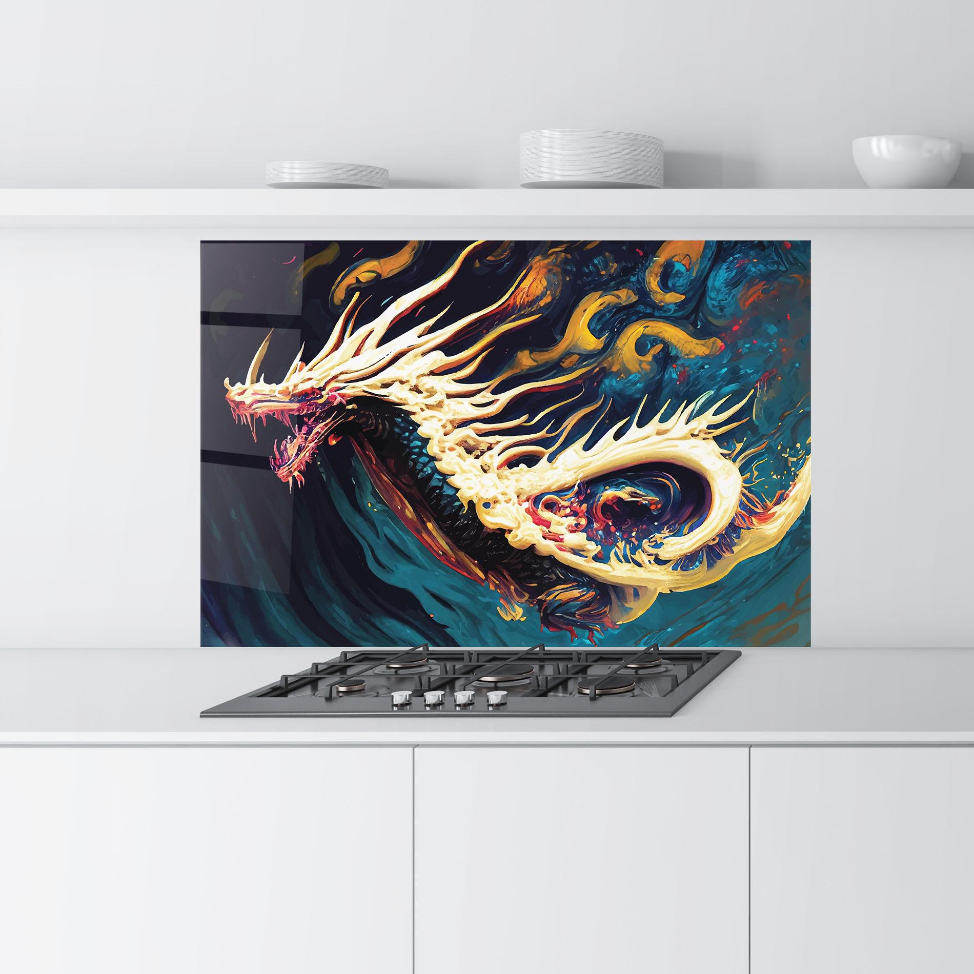 Konyhai üveg hátfal Flying Acrylic Dragon mockup 9
