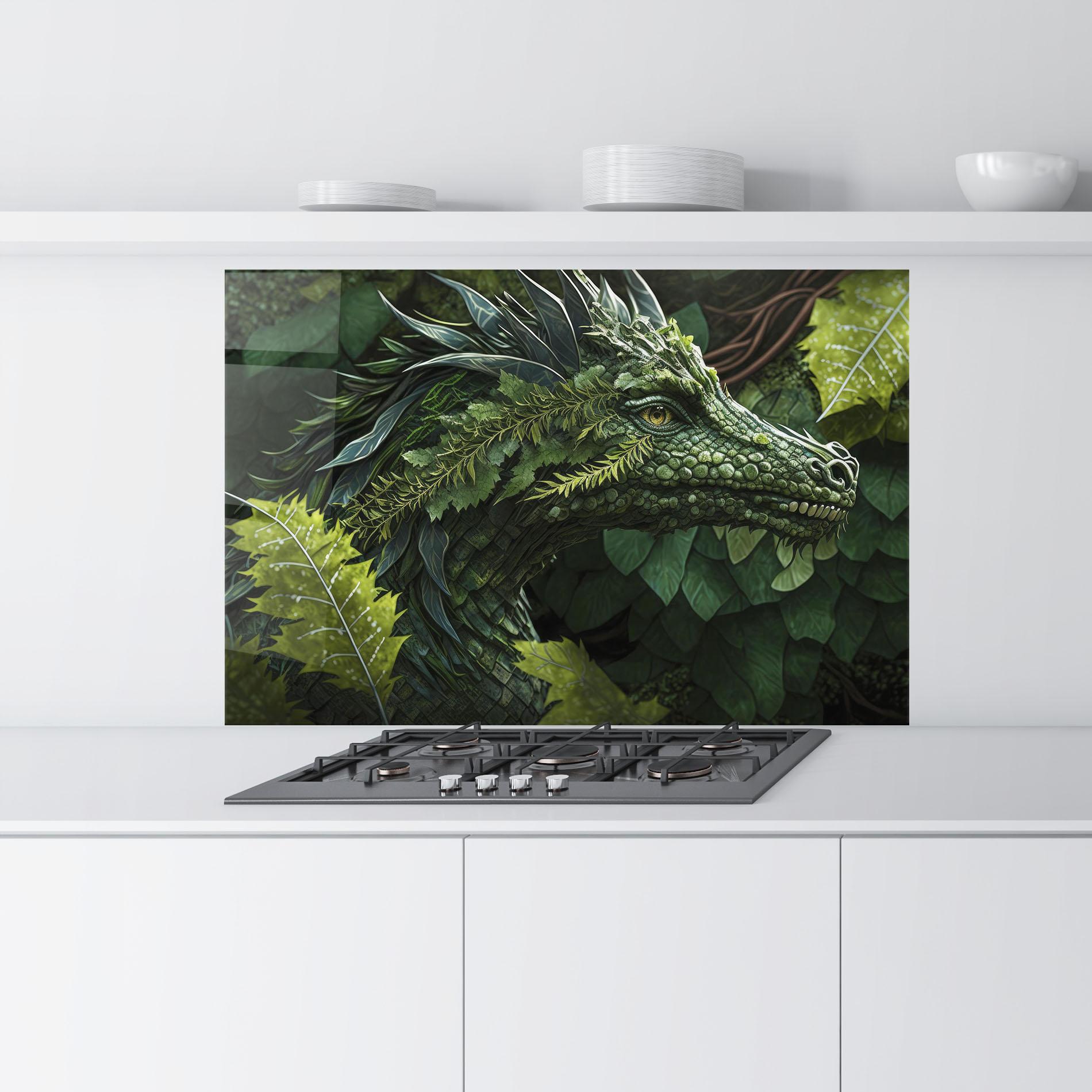 Konyhai üveg hátfal Forest Dragon mockup 9