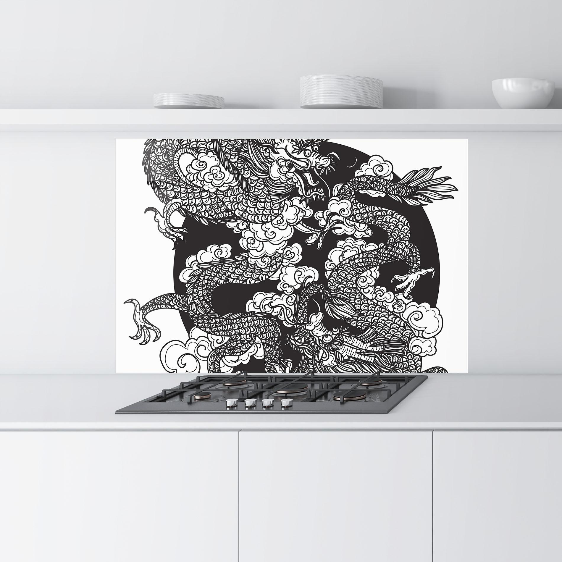 Konyhai üveg hátfal Grey Moon Dragon mockup 9