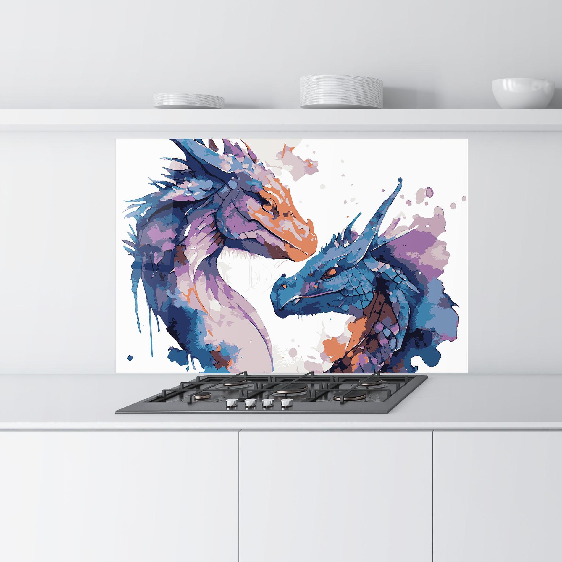 Konyhai üveg hátfal Purple Cute Dragon mockup 9