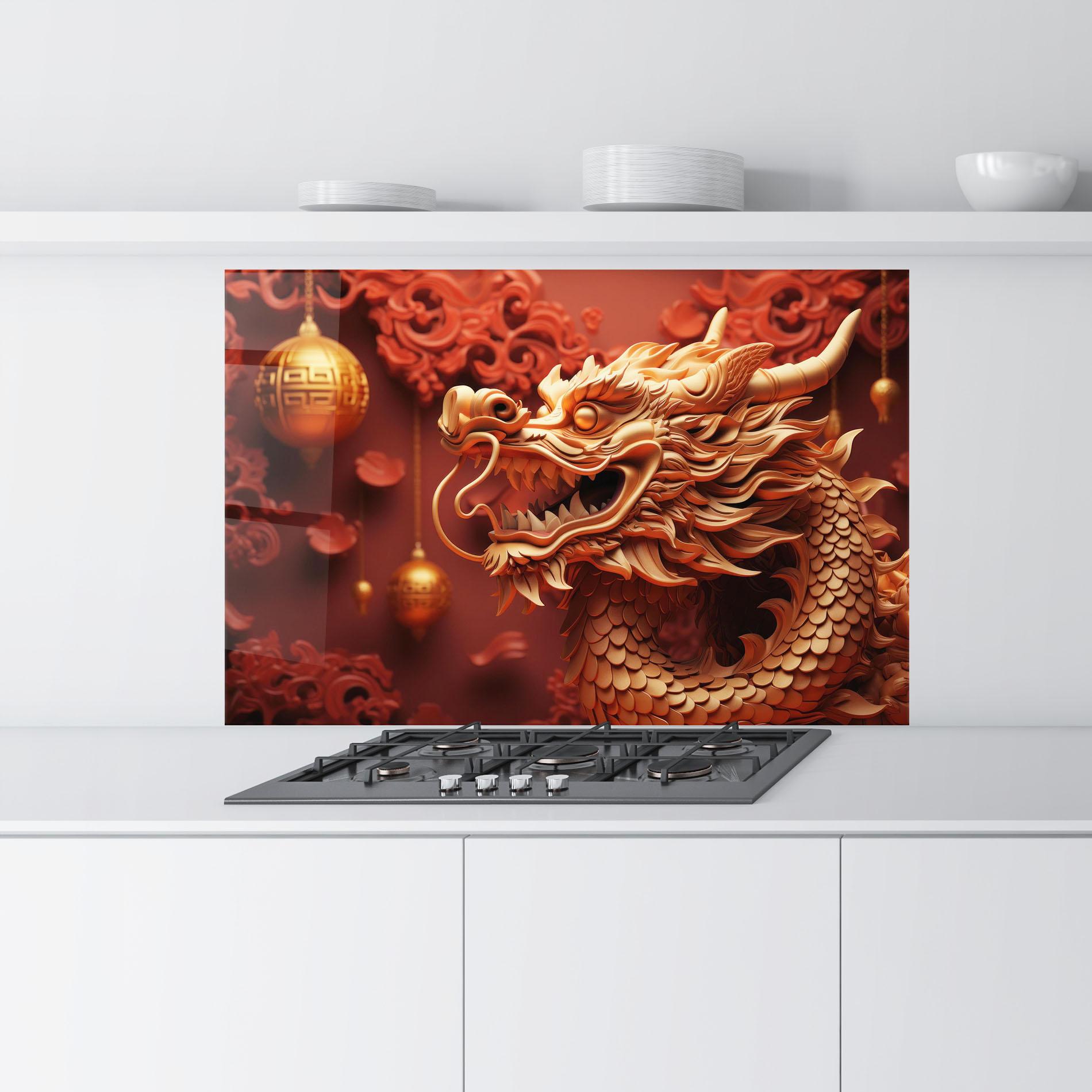 Konyhai üveg hátfal Red Chinese mockup 9
