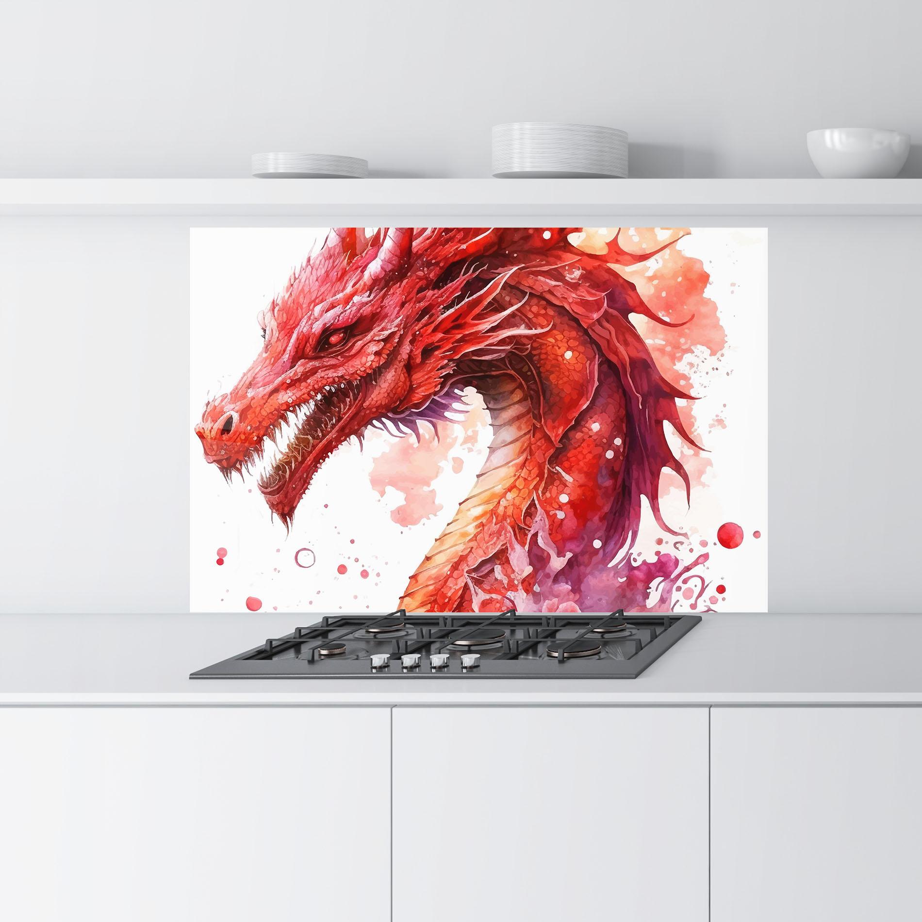 Konyhai üveg hátfal Red Dragon Art mockup 9