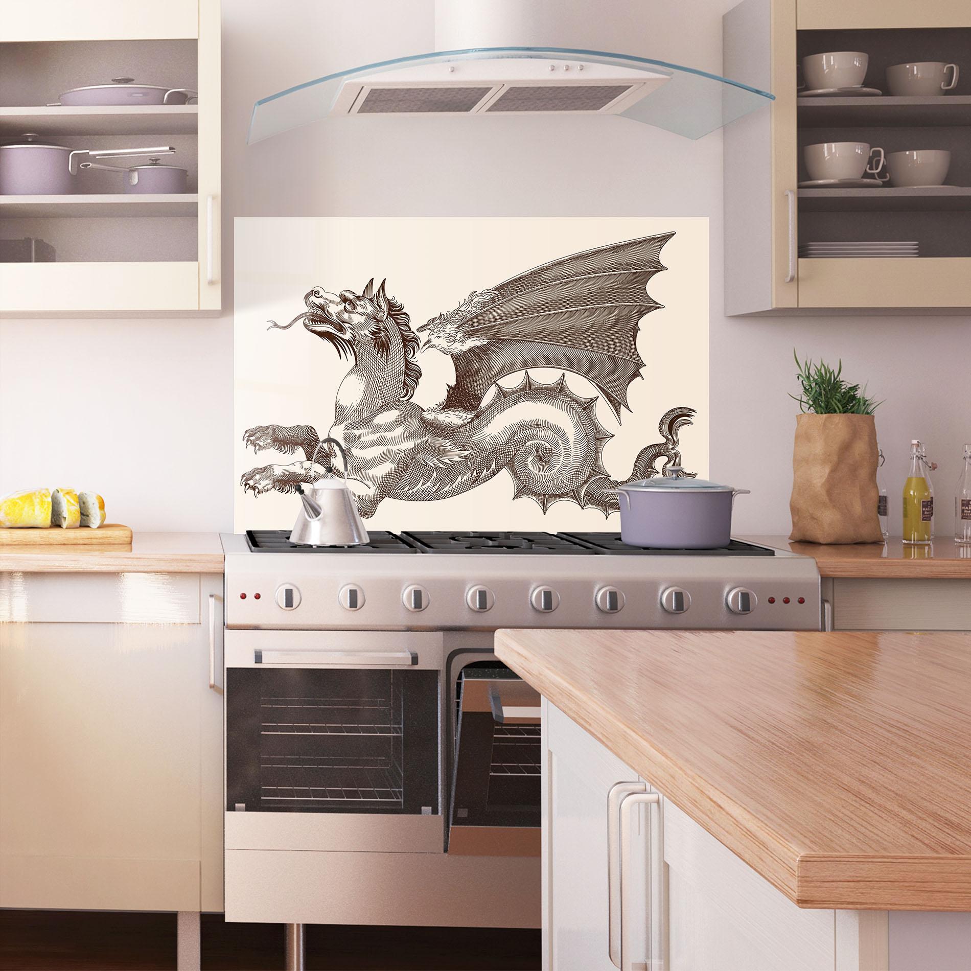 Konyhai üveg hátfal Brown Dragon mockup 1