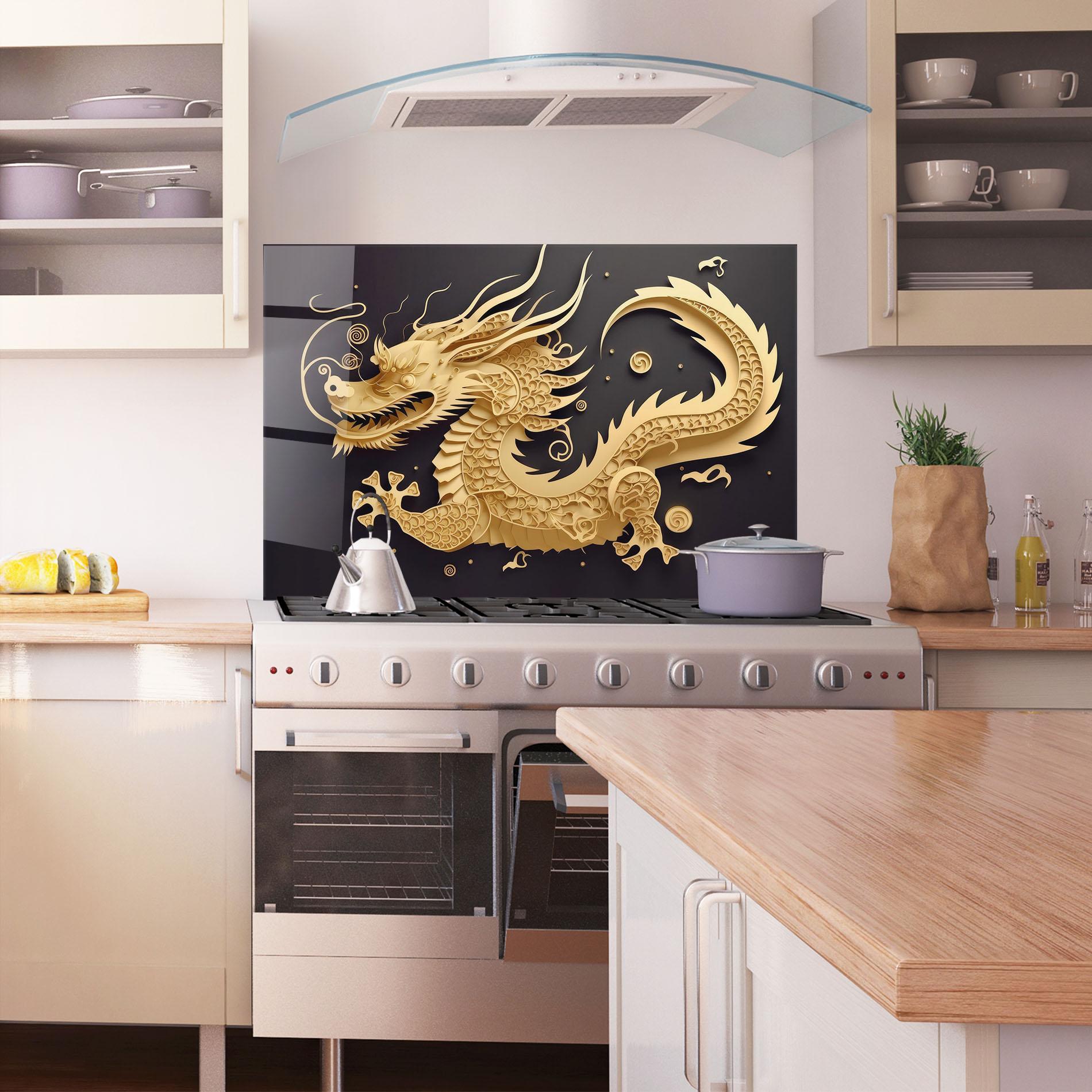 Konyhai üveg hátfal Dragon Zodiac Sign mockup 1