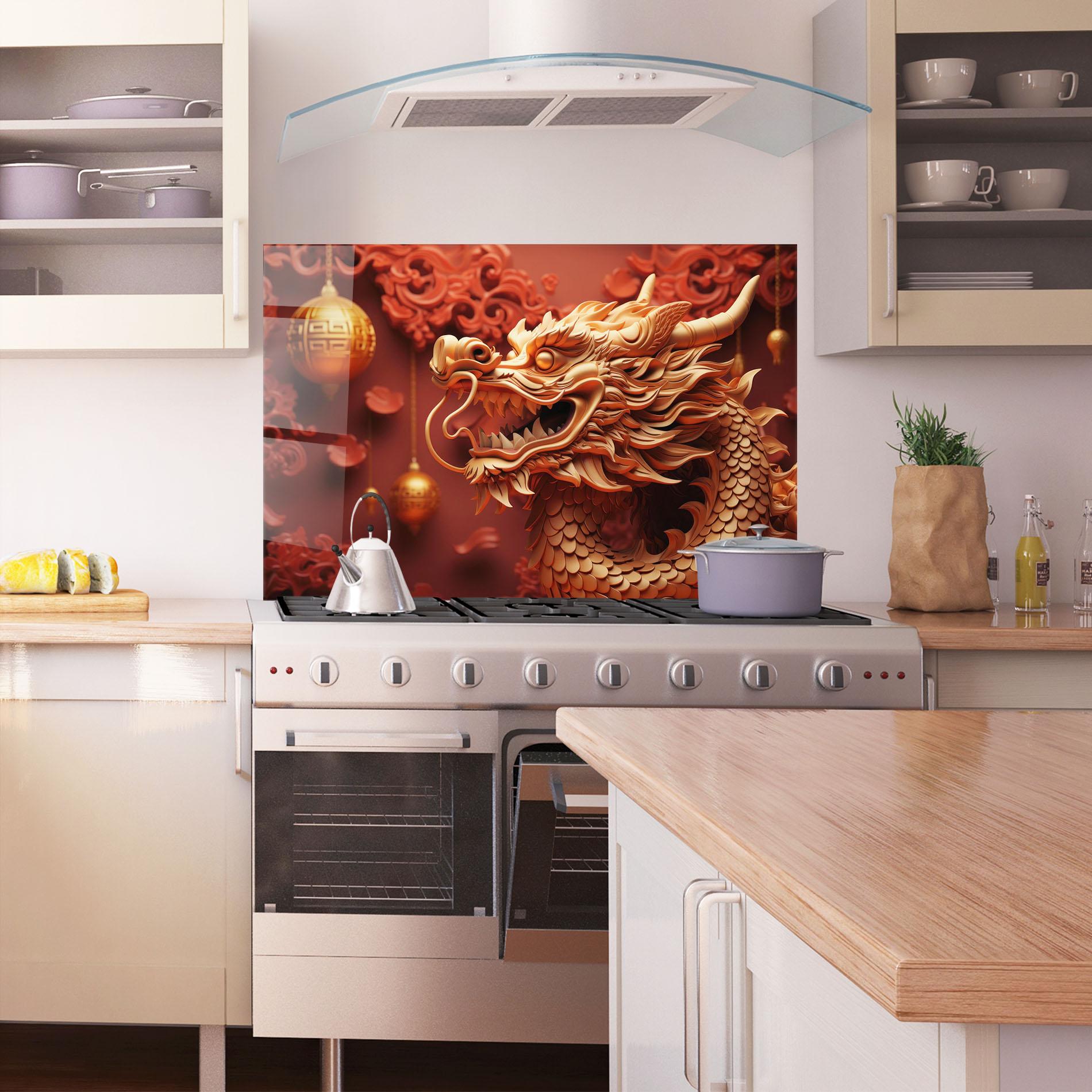 Konyhai üveg hátfal Red Chinese mockup 1