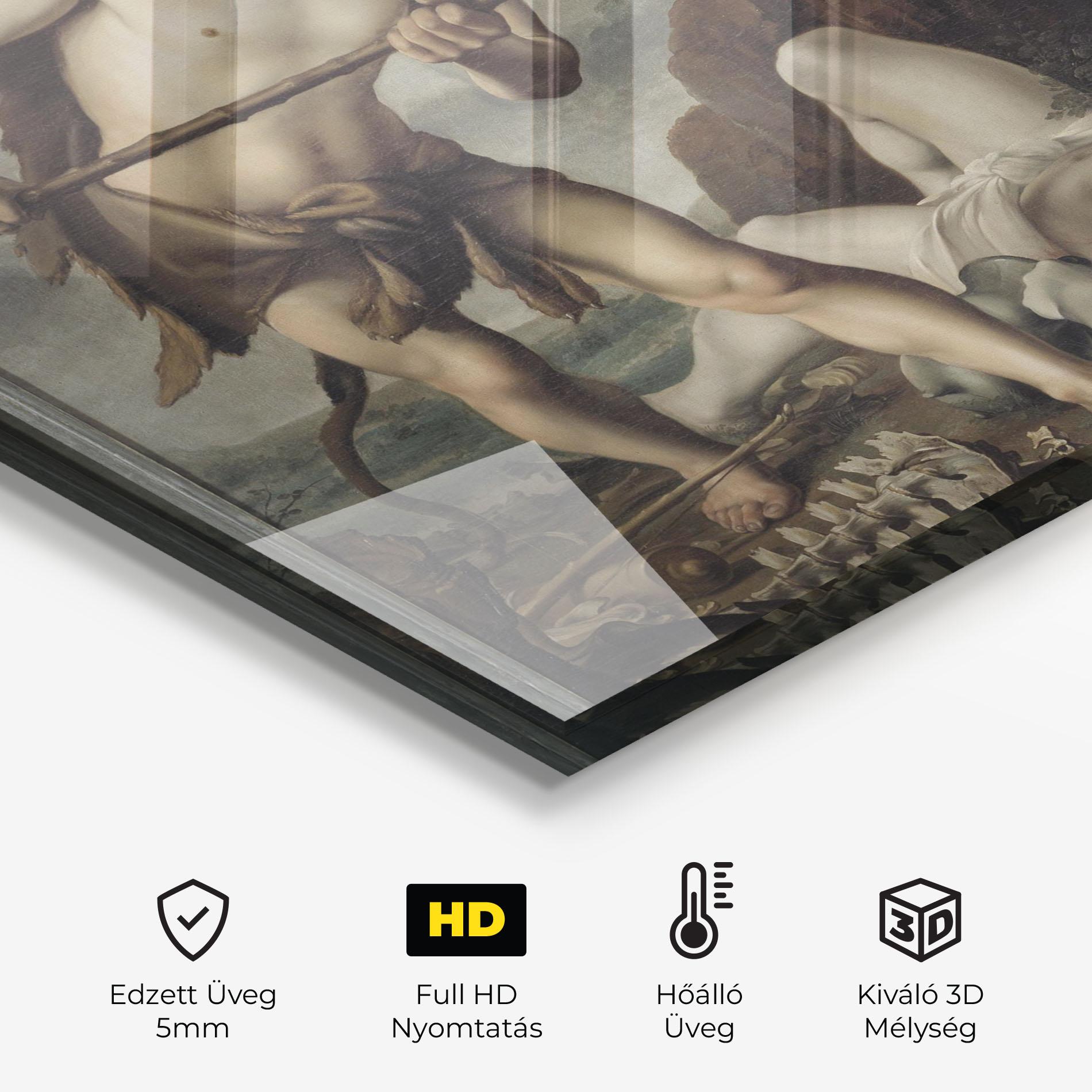 Konyhai üveg hátfal Hunting Dragons mockup 2